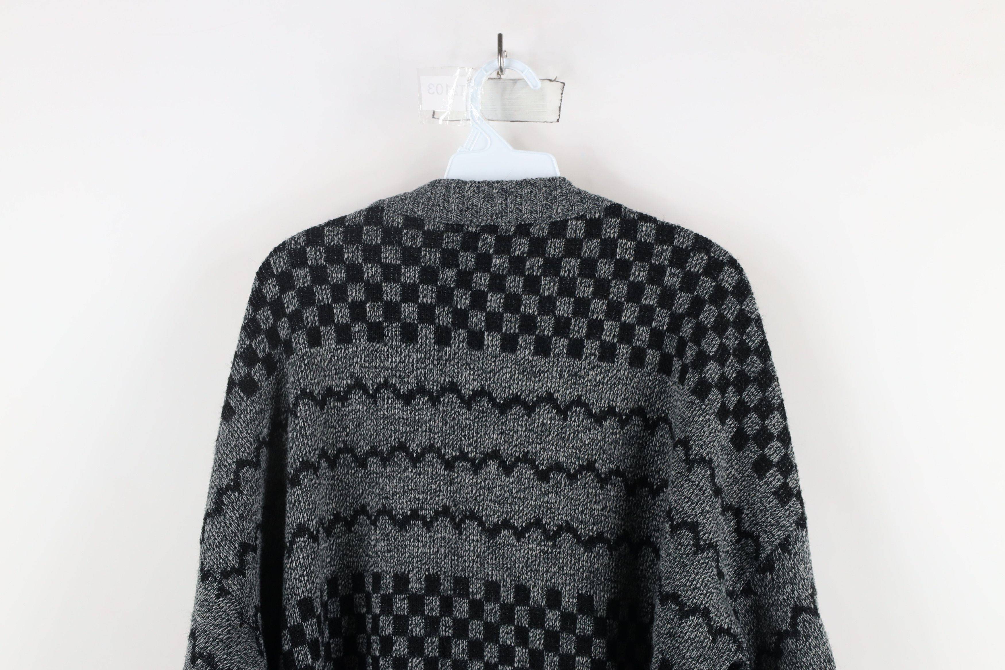 Vintage Vintage 90s Coogi Style Checkered Striped Knit Sweater USA Size US XXL / EU 58 / 5 - 9 Thumbnail