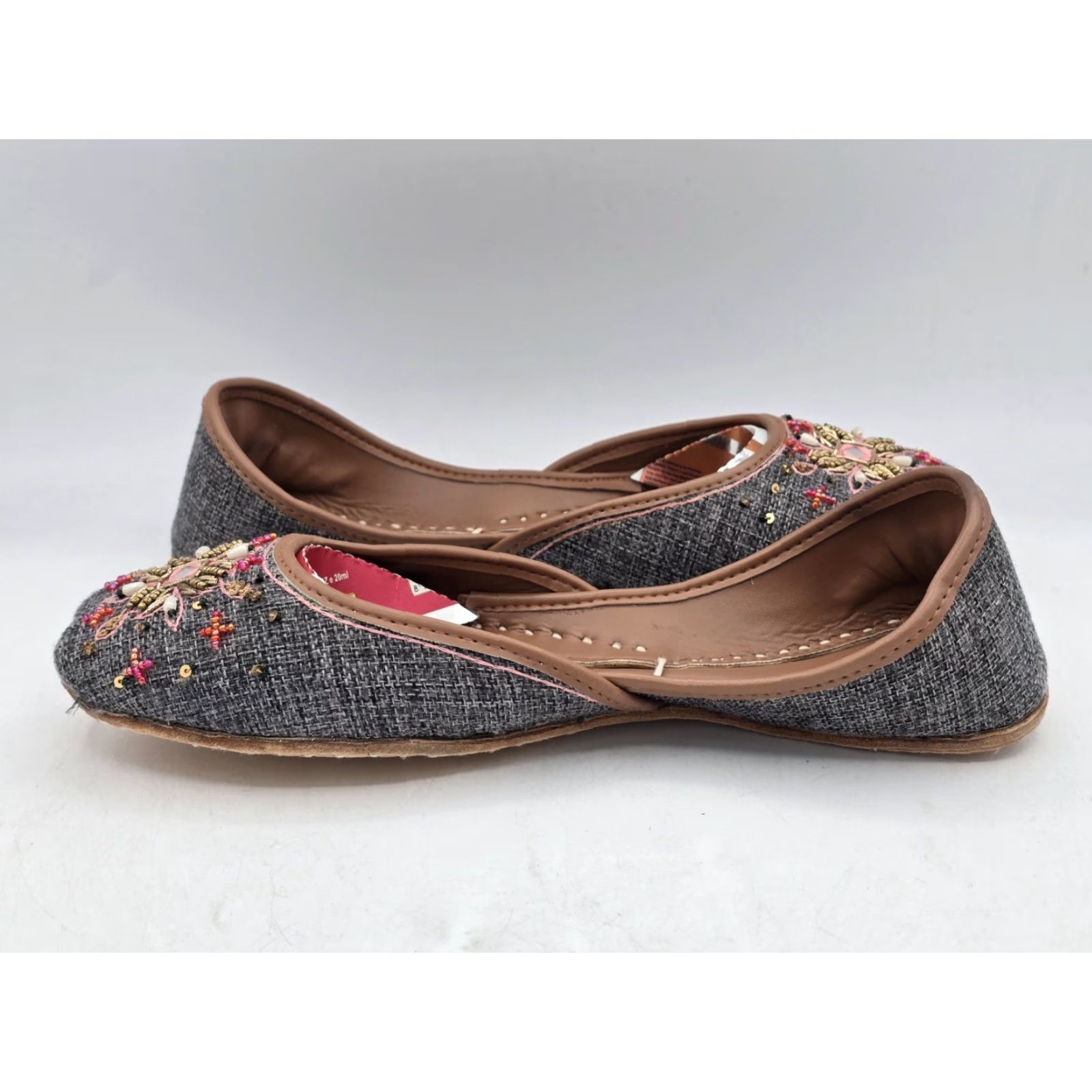 Vintage VINTAGE UJAALA Khussa Bridal Mojari Punjabi Jutti Ballet Flats Grey Sz 11 - Very Good Size ONE SIZE - 5 Thumbnail