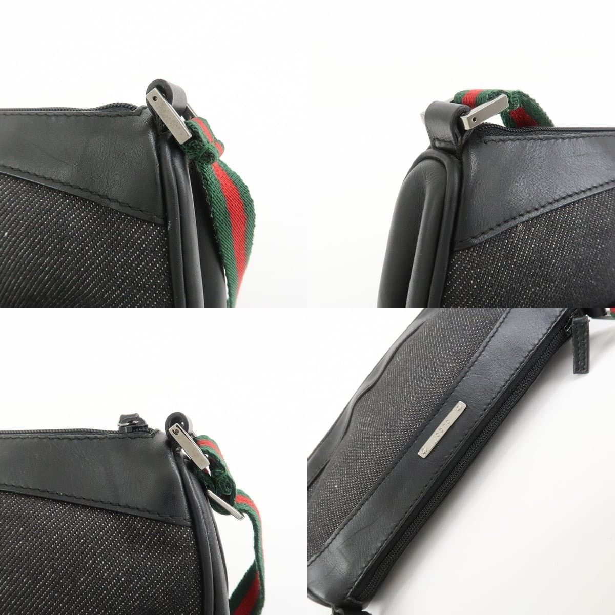 Gucci Gucci Sherry Denim & Leather Shoulder Bag Black Size ONE SIZE - 6 Thumbnail