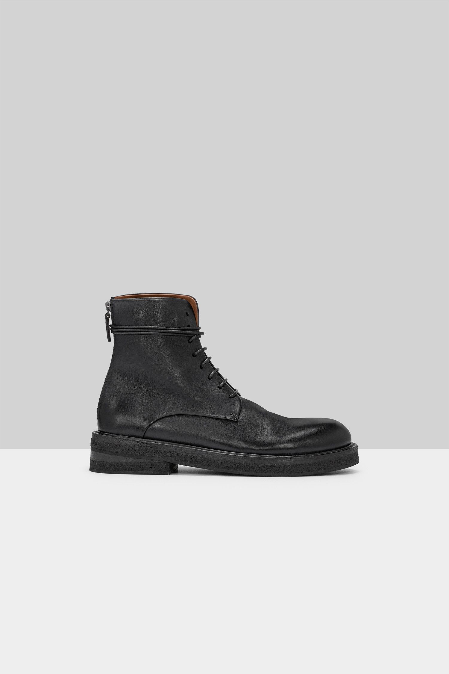【関税込み】Marsell ブラック Parrucca ブーツ MARSELL - Black Parrucca Leather Lace up Zip up Boots IT 37