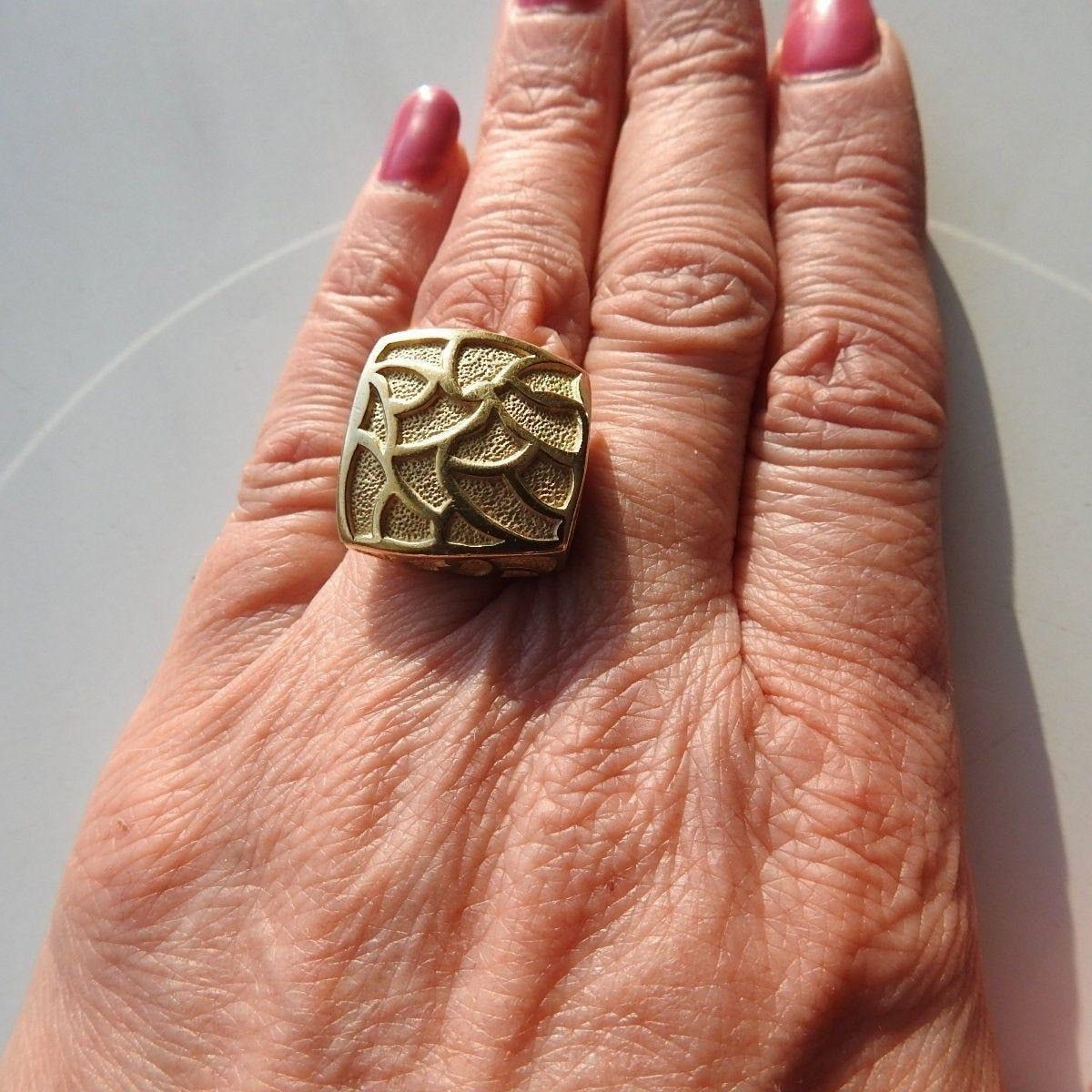 Designer Silver Vermeil Statement Ring Size 6 1/4 925 Italy Bold Mode Size ONE SIZE - 4 Thumbnail