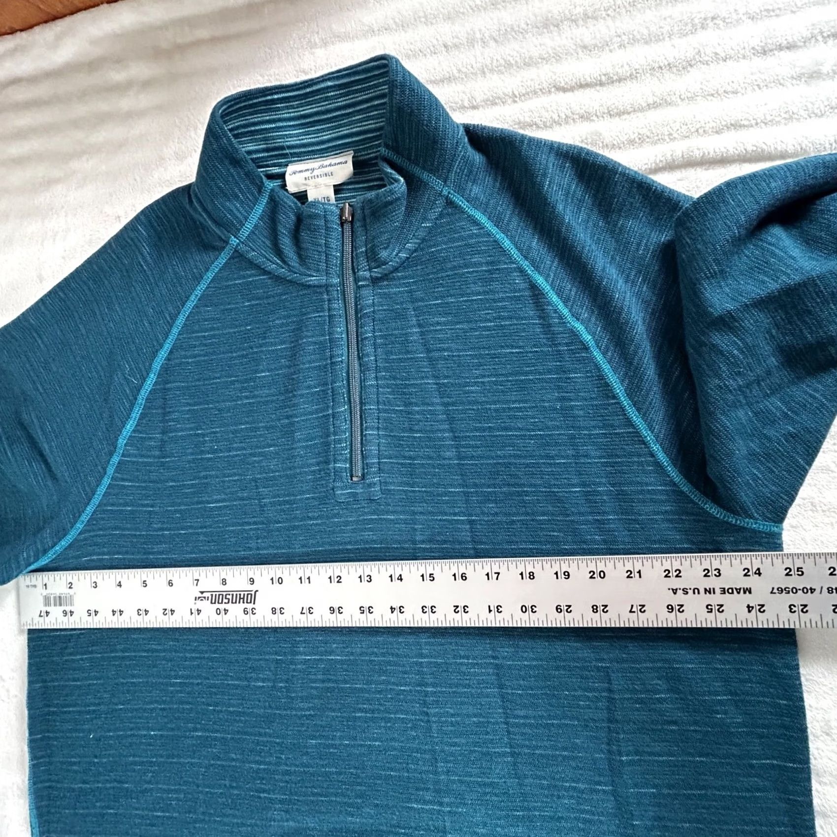 Tommy Bahama Tommy Bahama Mens Reversible 1/4 Zip Pullover Sweater XL Blue Stripe Cotton NWOT Size US XL / EU 56 / 4 - 6 Thumbnail