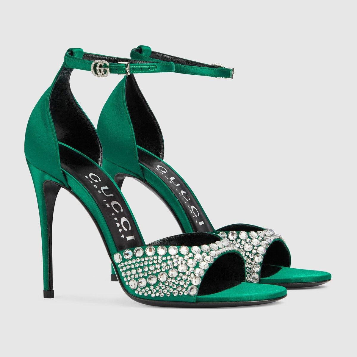 Gucci o1s1wg110125 High Heel Sandals With Crystals in Green Size US 4 / IT 34 - 2 Thumbnail