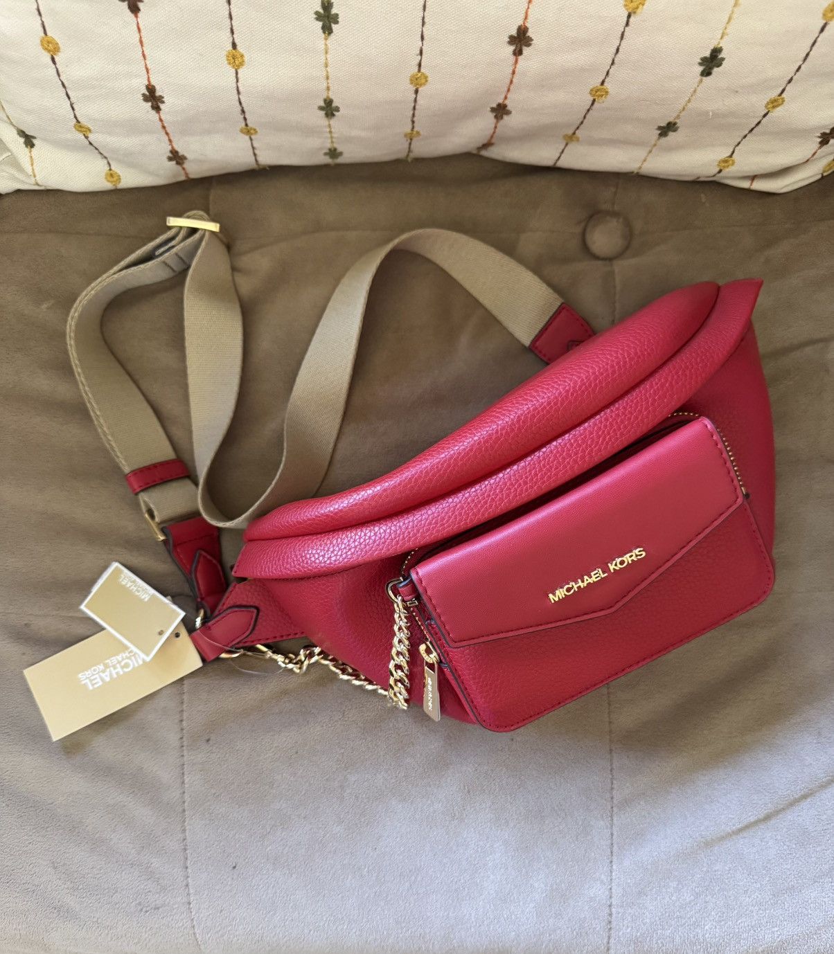 Michael Kors Michael Kors Red Leather Crossbody Belt Bag Size ONE SIZE - 1 Thumbnail