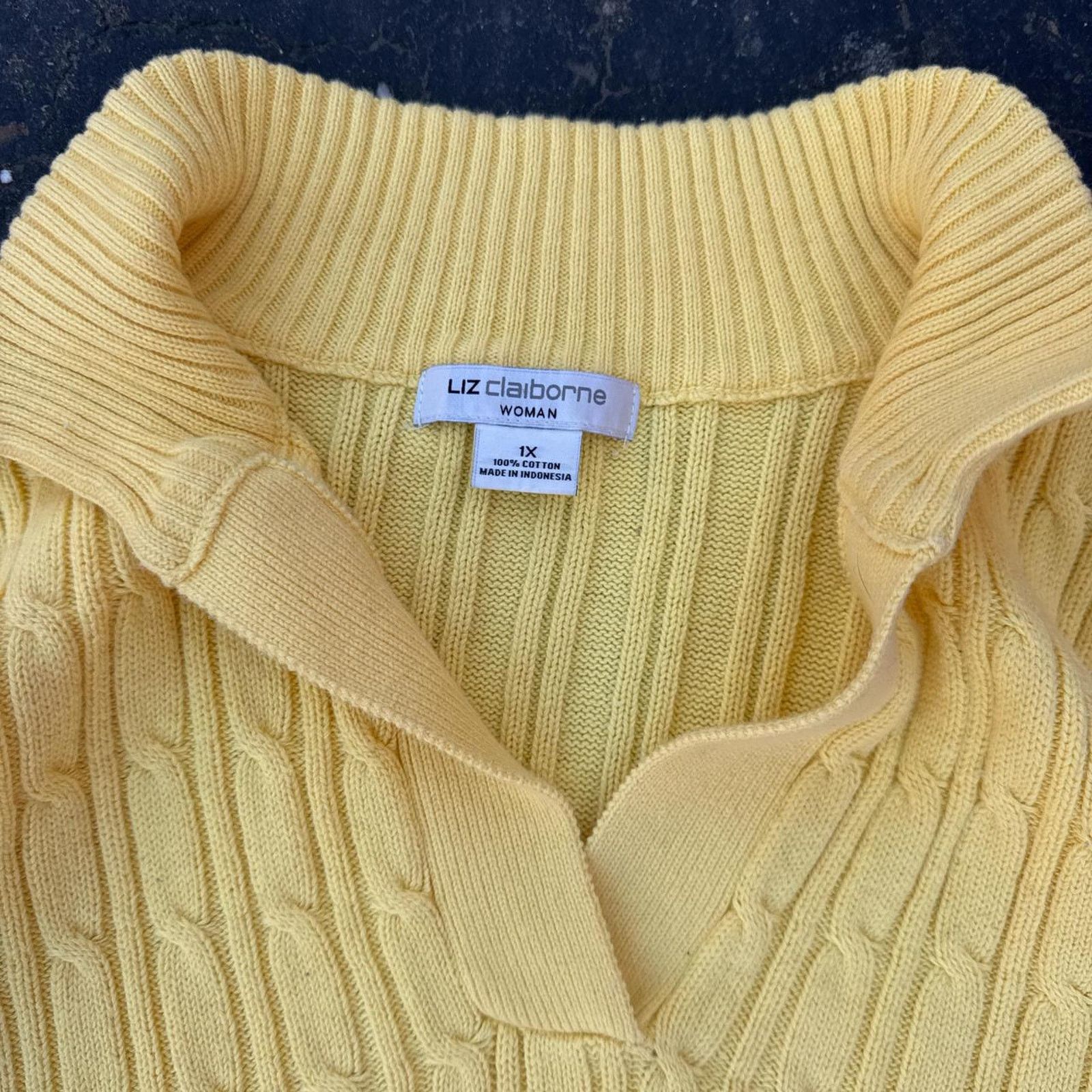 Liz Claiborne Vintage 90s Liz Claiborne Cable Knit Yellow Sweater Size XL Size XL / US 12-14 / IT 48-50 - 4 Thumbnail
