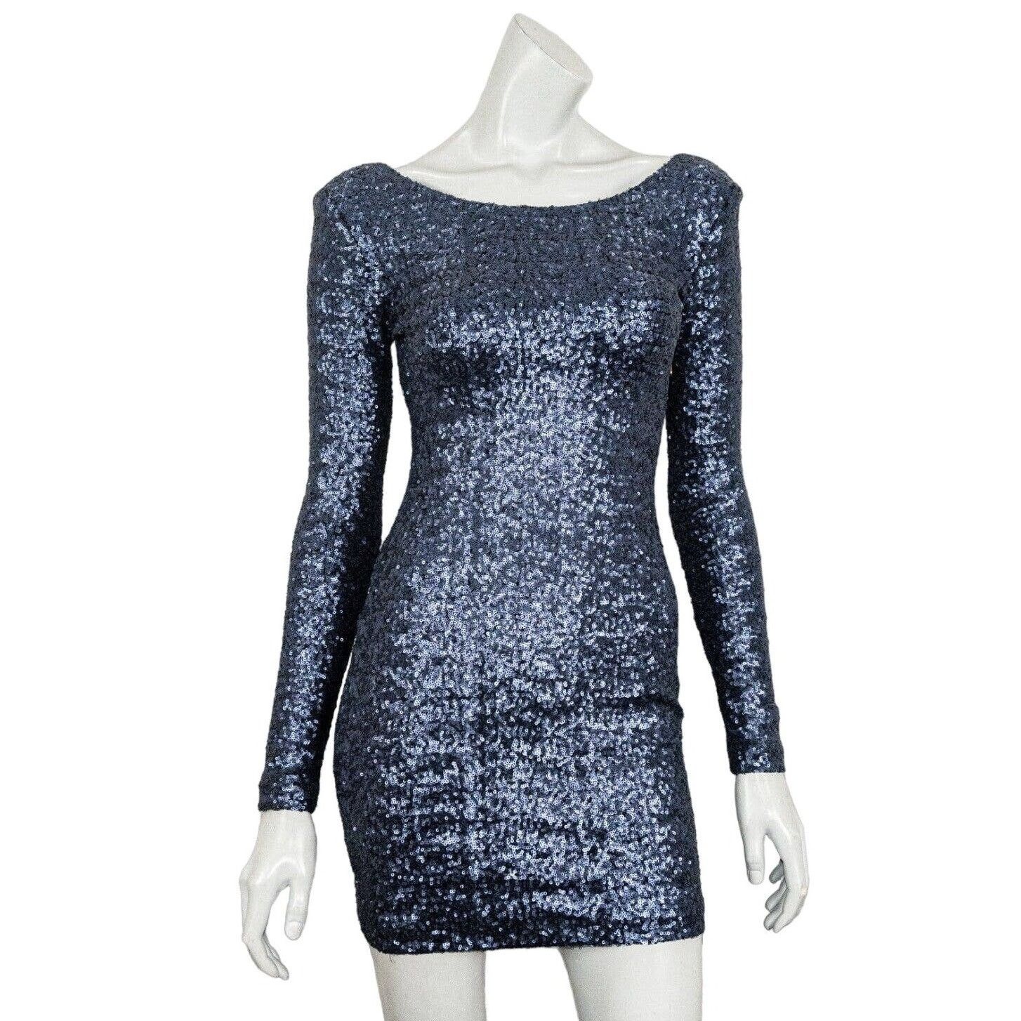 Other NICHOLAS Blue Sequin Bodycon Dress Scoop neck Long Sleeve Size M / US 6-8 / IT 42-44 - 2 Thumbnail
