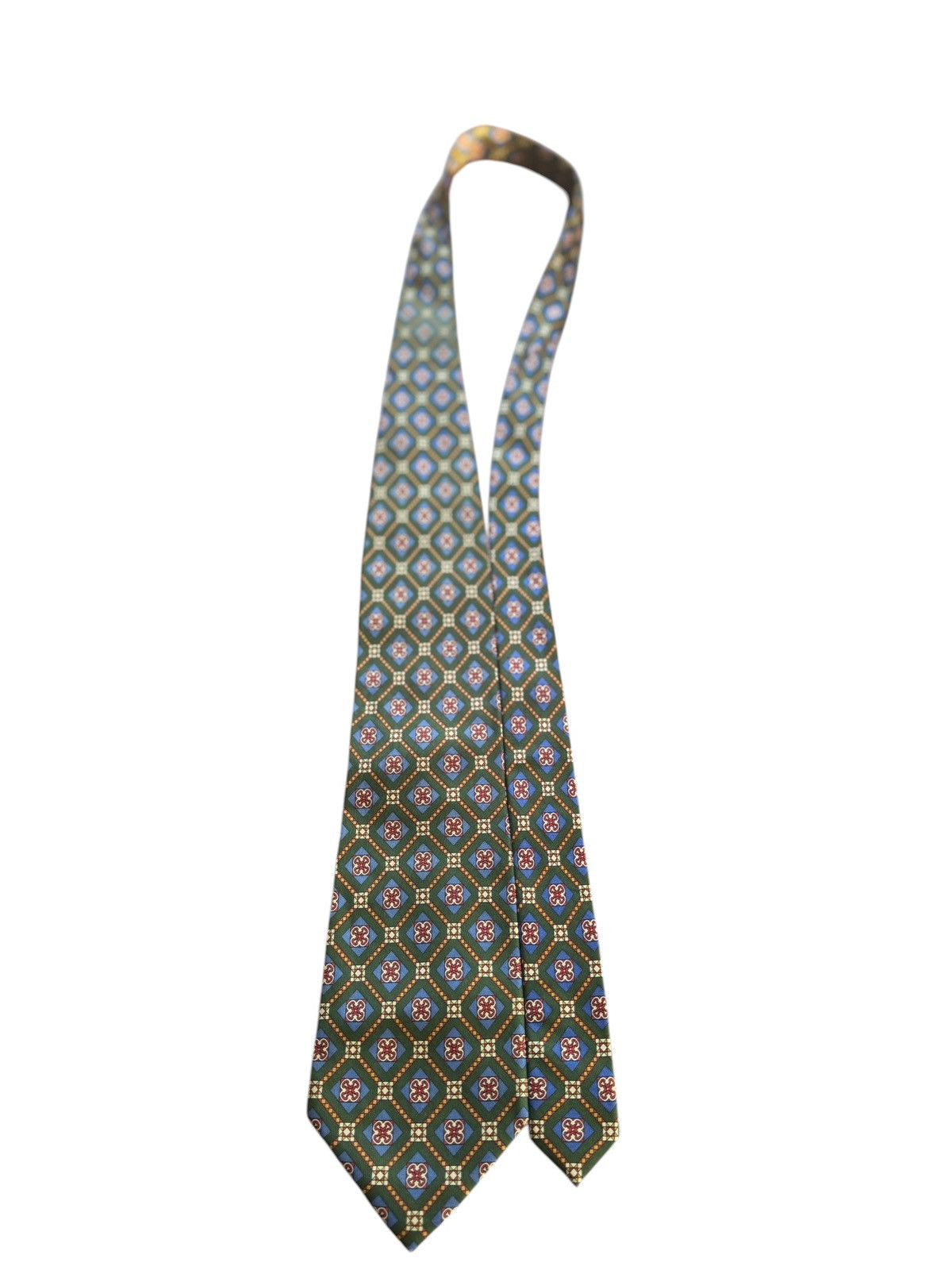 Other Andrew’s Ties Milano Vintage Green Geometric Silk Tie Size ONE SIZE - 2 Thumbnail