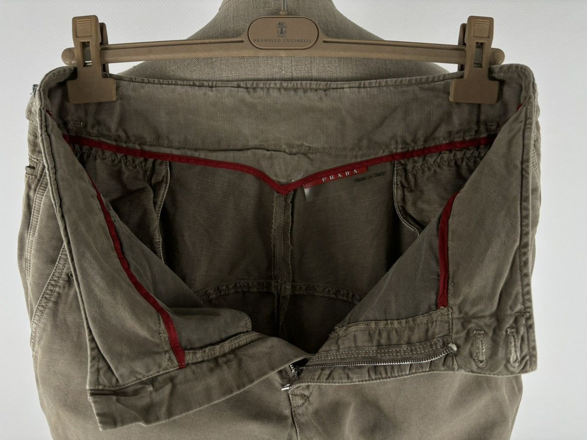 Prada Archive Linen-Cotton Garment Dyed Pants Cargo Zip Trousers Size US 33 - 8 Thumbnail