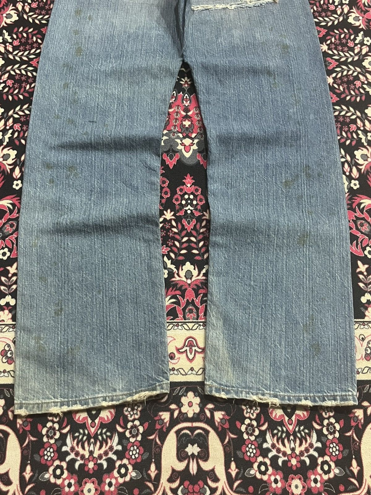 Levi's Vintage y2k Levi’s 501 Blue Washed Distressed Blowout Jeans Size US 32 / EU 48 - 13 Thumbnail