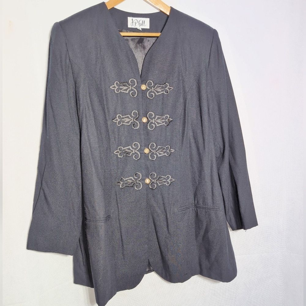 Other Vintage J.P. Fall 18 Black Military Style Jacket Skirt Suit Size XXL / US 16-18 / IT 52-54 - 2 Thumbnail