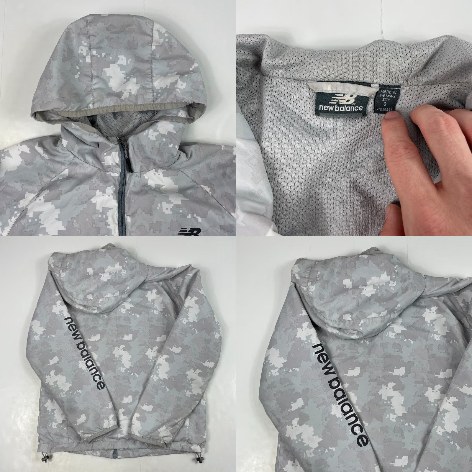 New Balance New Balance Jacket Mens Small Gray Camouflage Hooded Full Zip Running Hiking Gym Size US S / EU 44-46 / 1 - 8 Thumbnail