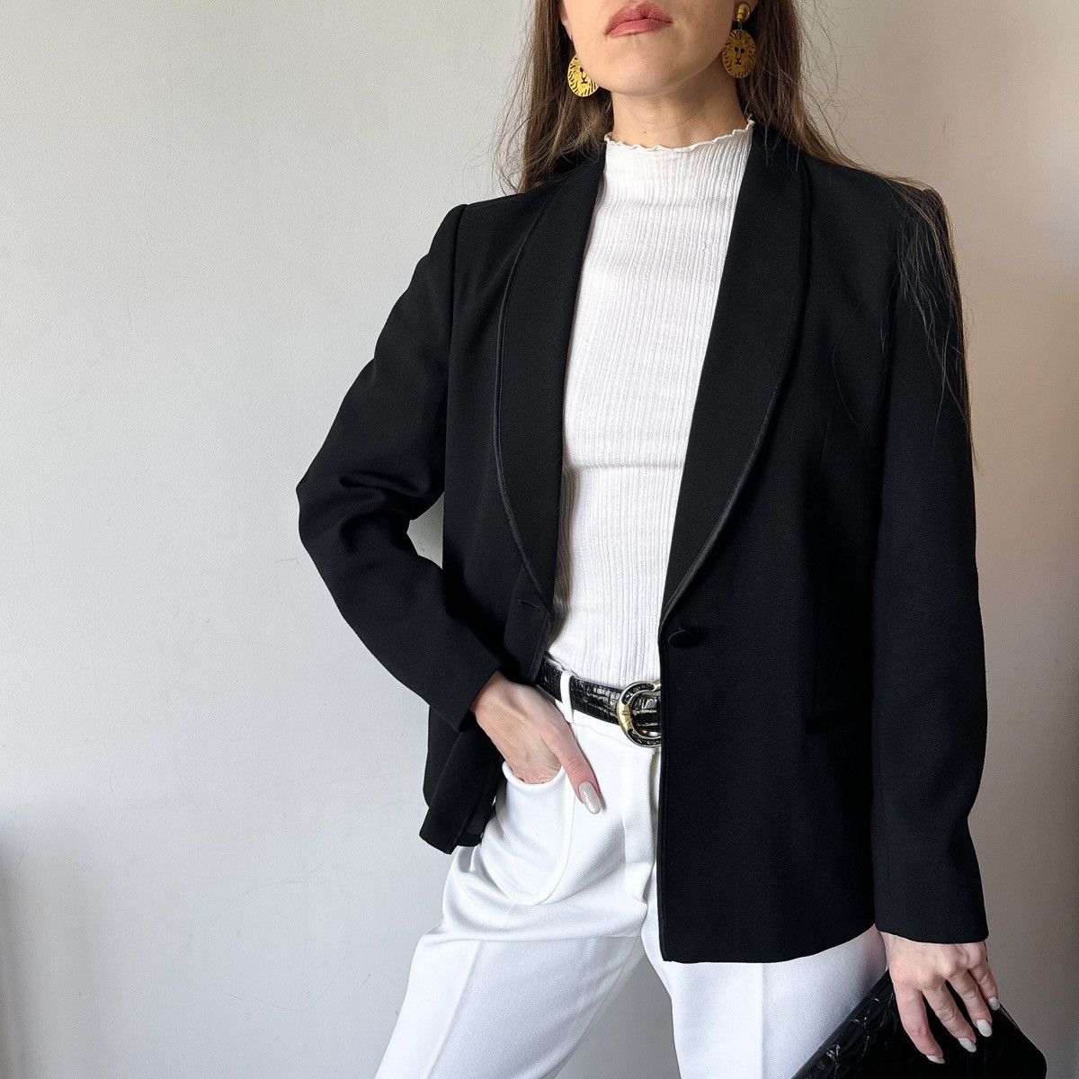 Vintage French Motys vintage wool black blazer tuxedo Paris M Size M / US 6-8 / IT 42-44 - 5 Thumbnail