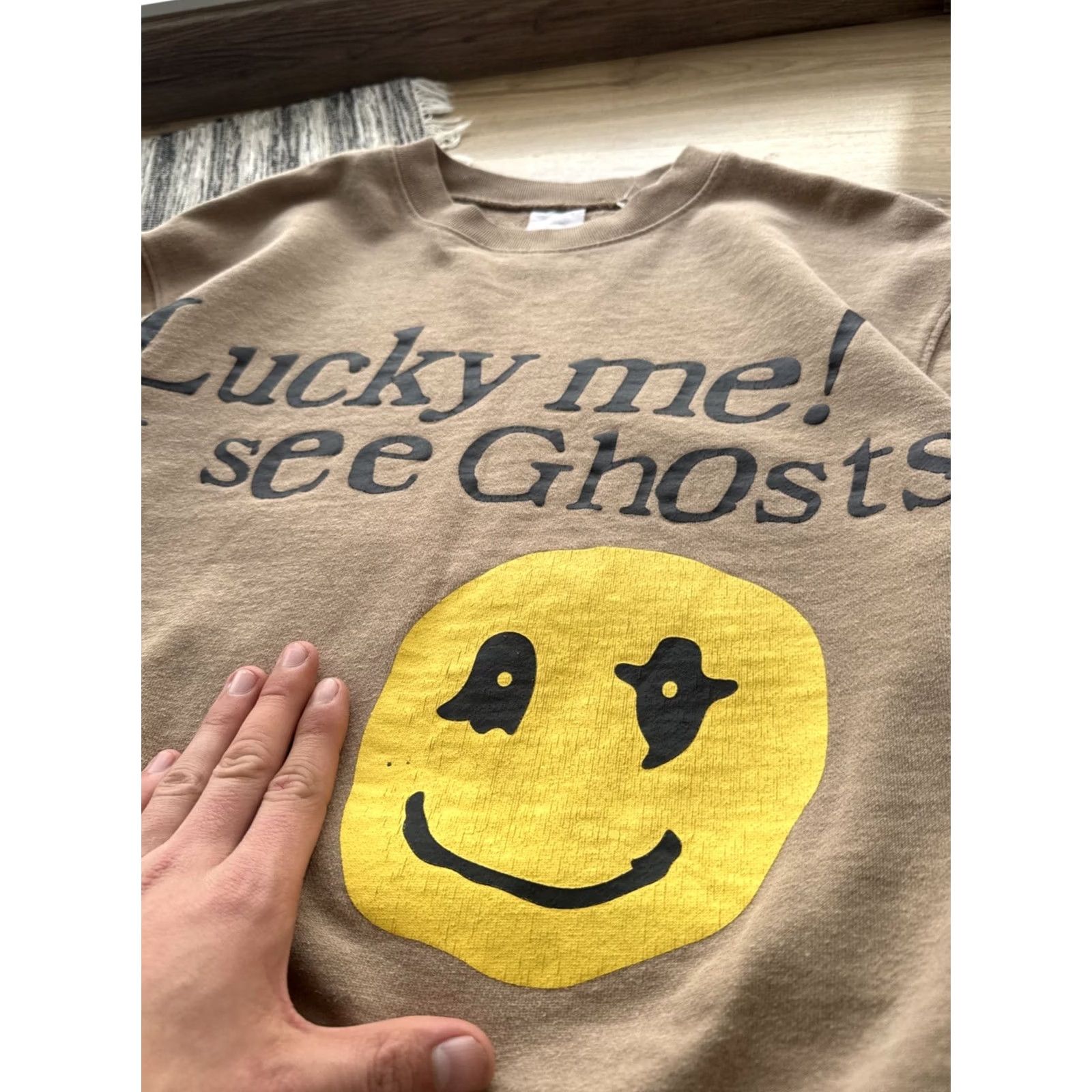 Vintage VINTAGE Lucky Me I See Ghosts Sweatshirt Kanye West Kid Cudi Men M Beige Logo Crew Neck Pullover 90s Hip Hop Streetwear Size US M / EU 48-50 / 2 - 5 Thumbnail