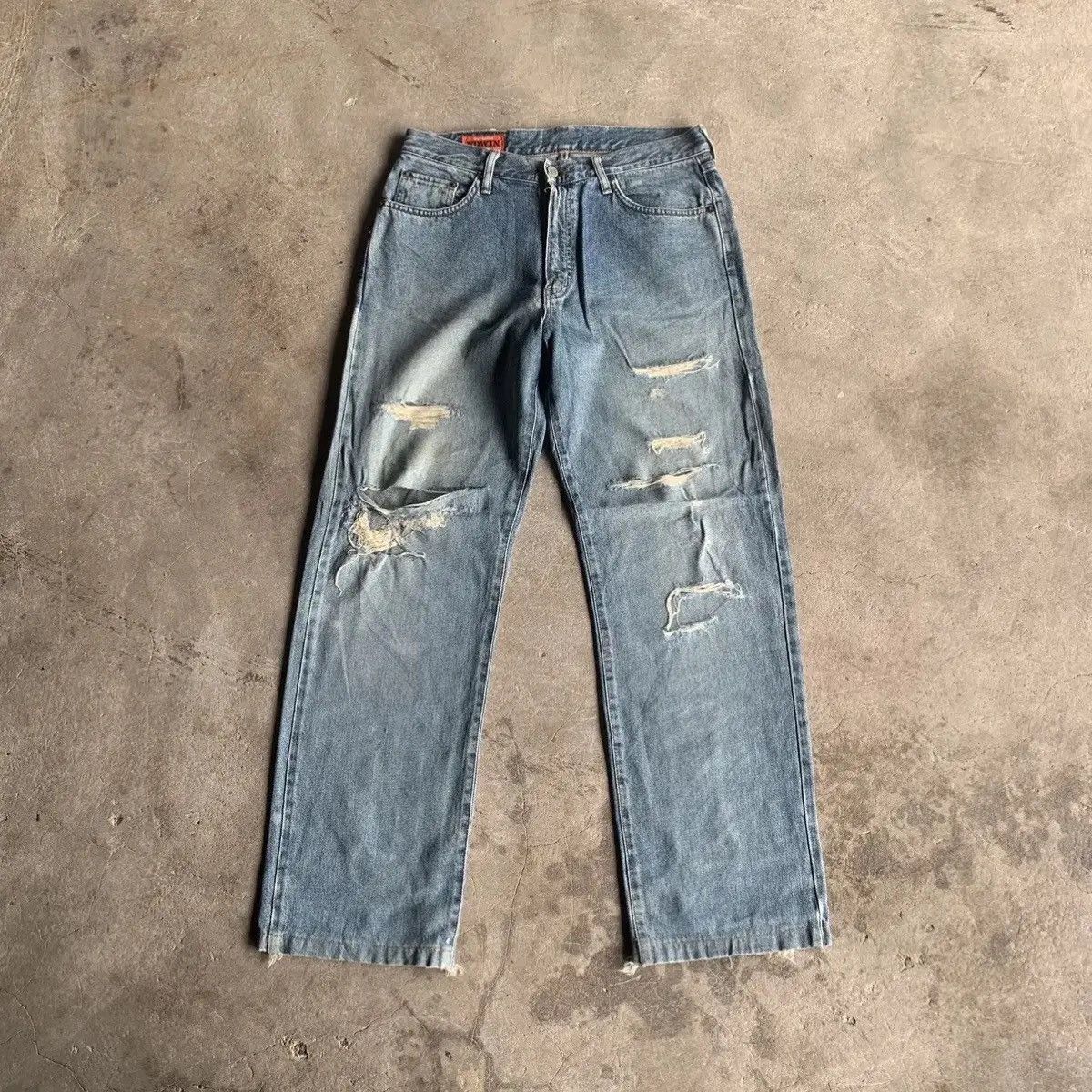 Destroy Lonely 📌 DESTROYED !! Y2K Edwin Frontier 32x30 Jeans Vintage Pants Size US 32 / EU 48 - 2 Thumbnail