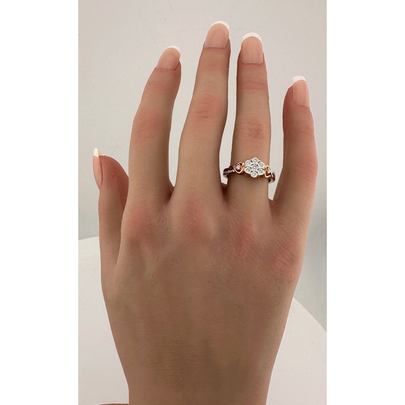 Other Two Tone Diamond Cluster Ring with Hearts on sides - size 7 Size ONE SIZE - 11 Thumbnail