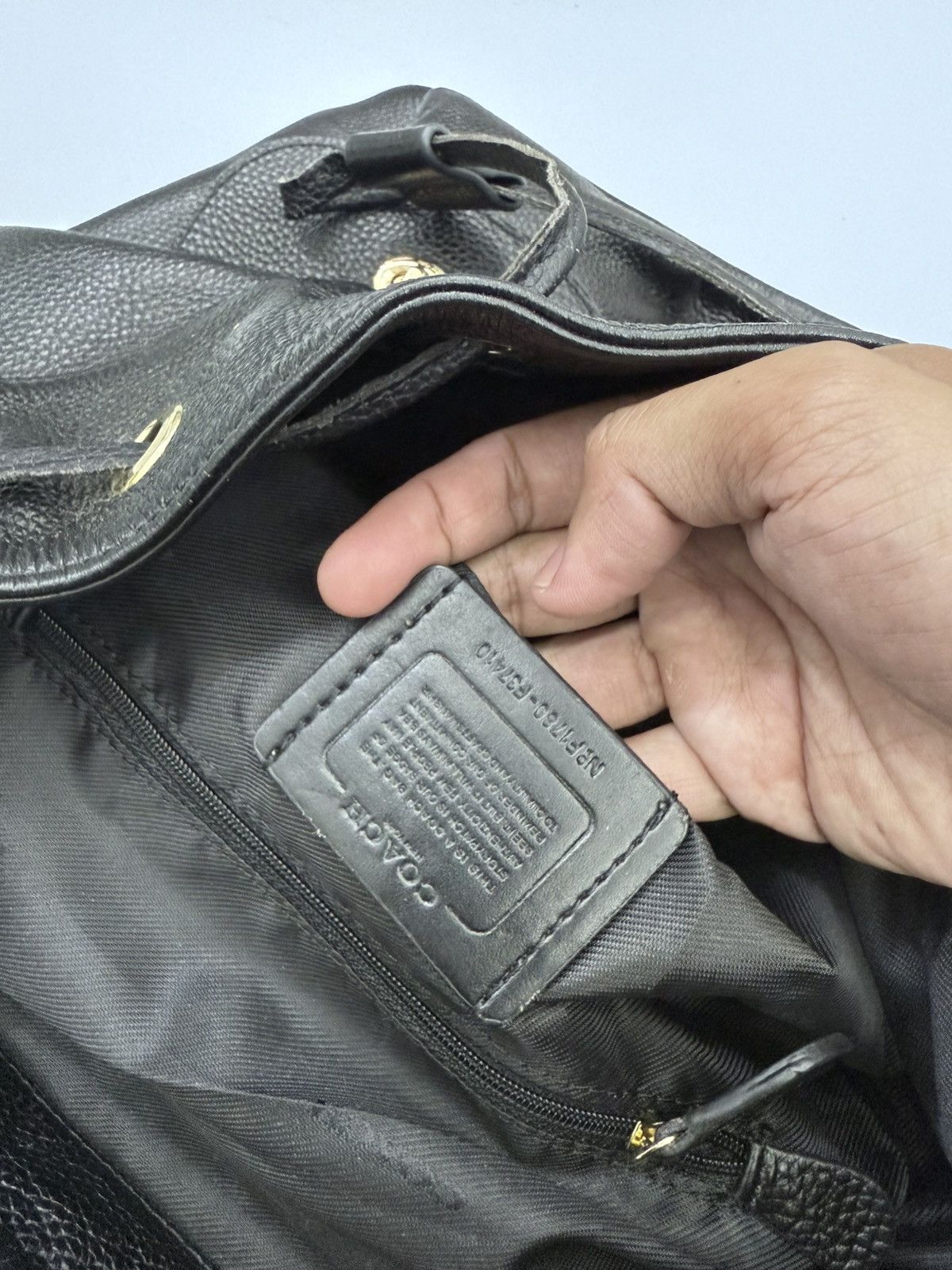 Coach Coach New York Signature Black Genuine Leather Backpack Size ONE SIZE - 12 Thumbnail