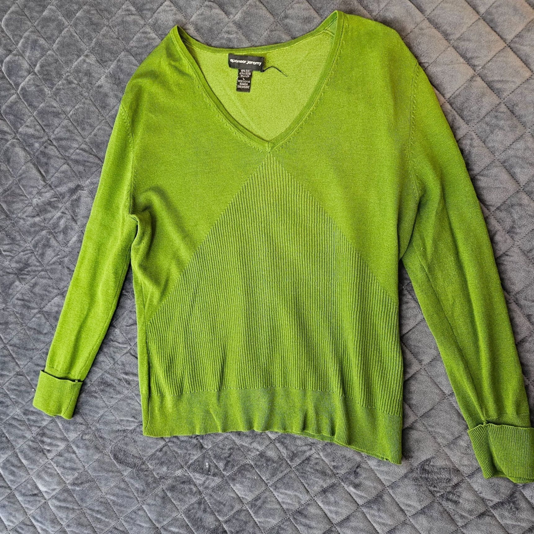 Vintage Vintage Spenser Jeremy Sweater Size L Green Knit Long Sleeve V-Neck Ribbed Size L / US 10 / IT 46 - 6 Thumbnail