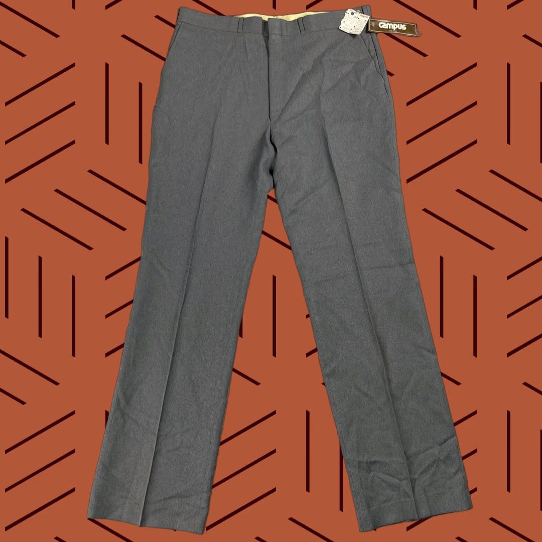 Vintage VINTAGE Campus Dress Pants Gray Heather Polyester Made in USA 40x34 Mens Pants Size US 40 / EU 56 - 1 Thumbnail
