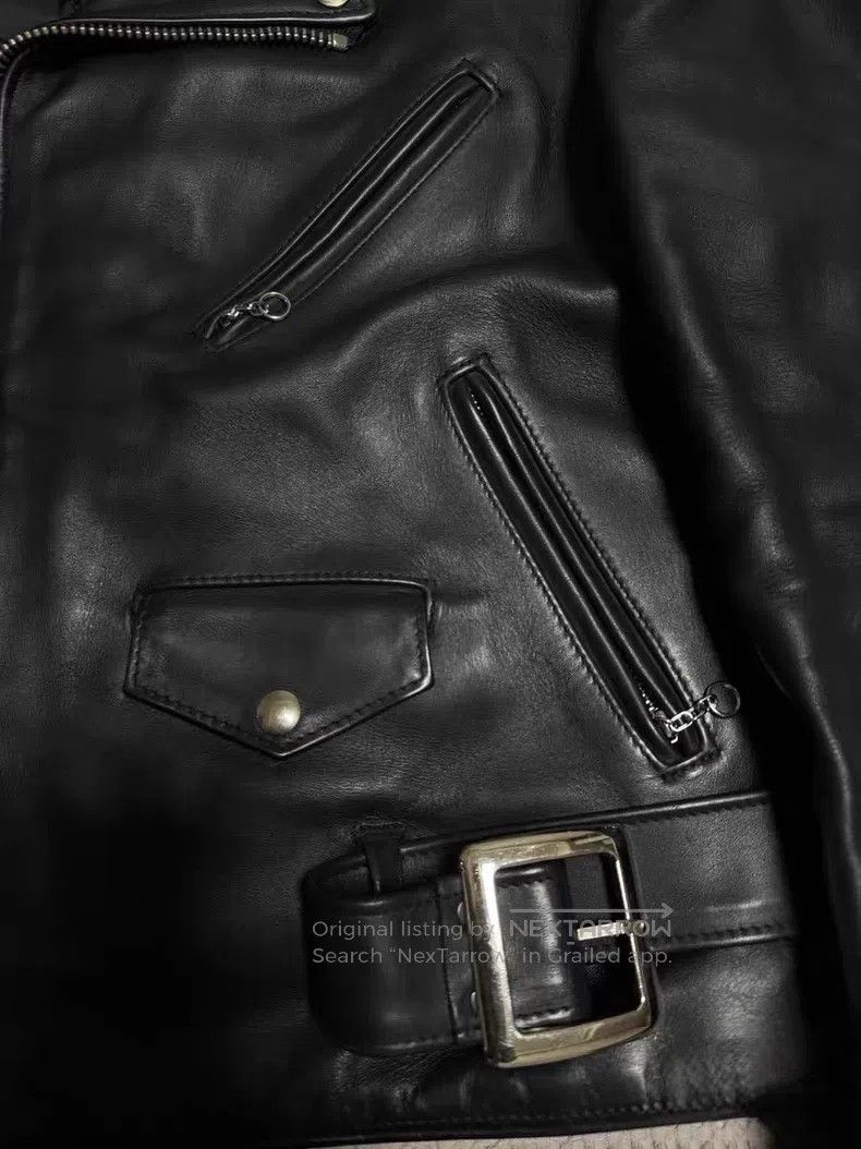 Schott Schott Diagonal zipper leather jacket Size US XL / EU 56 / 4 - 4 Thumbnail