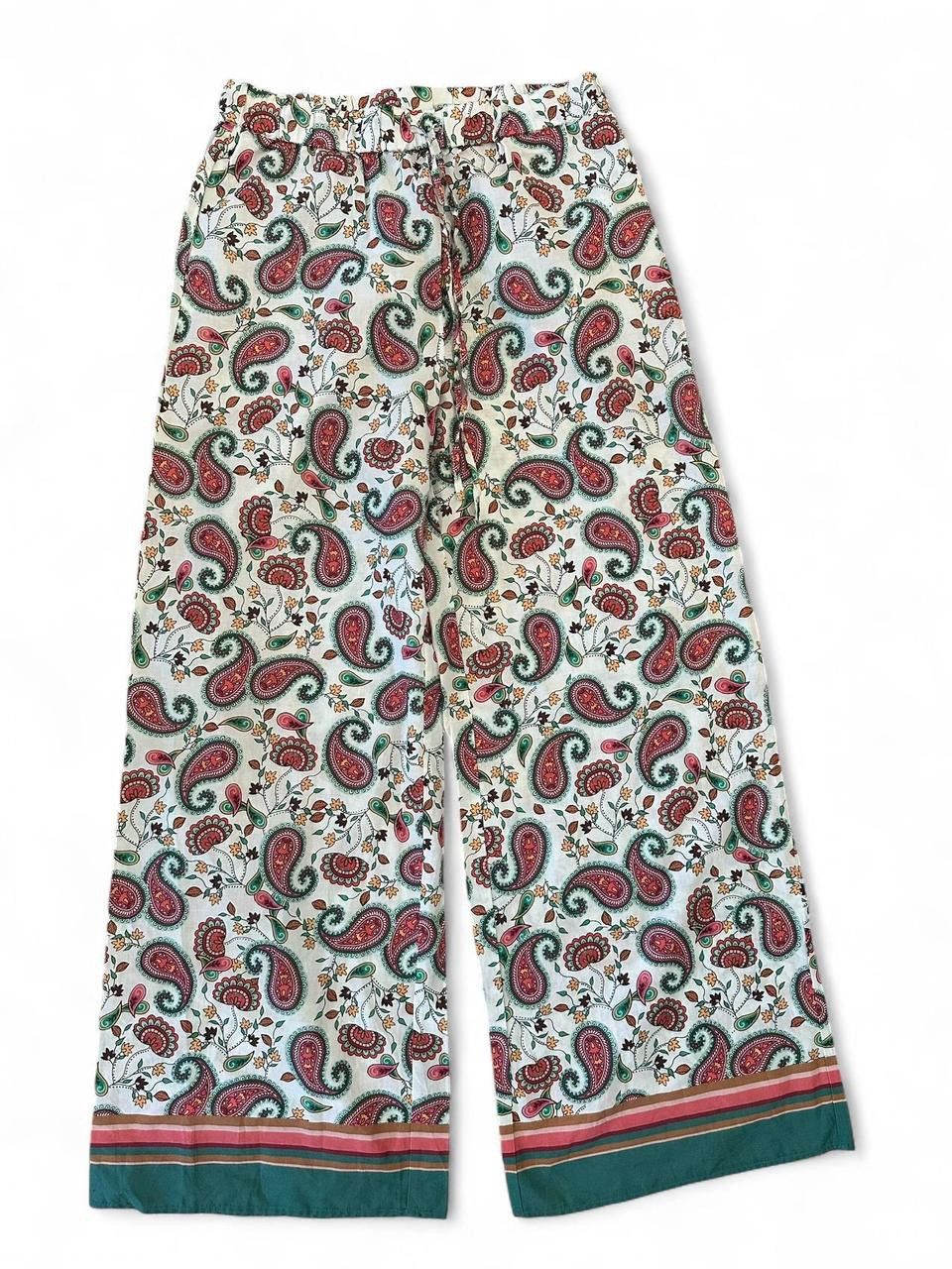 Liu Jo Liu Jo Milano Drawstring Paisley Wide-Leg Pants – Size Small Size 27" / US 4 / IT 40 - 2 Thumbnail
