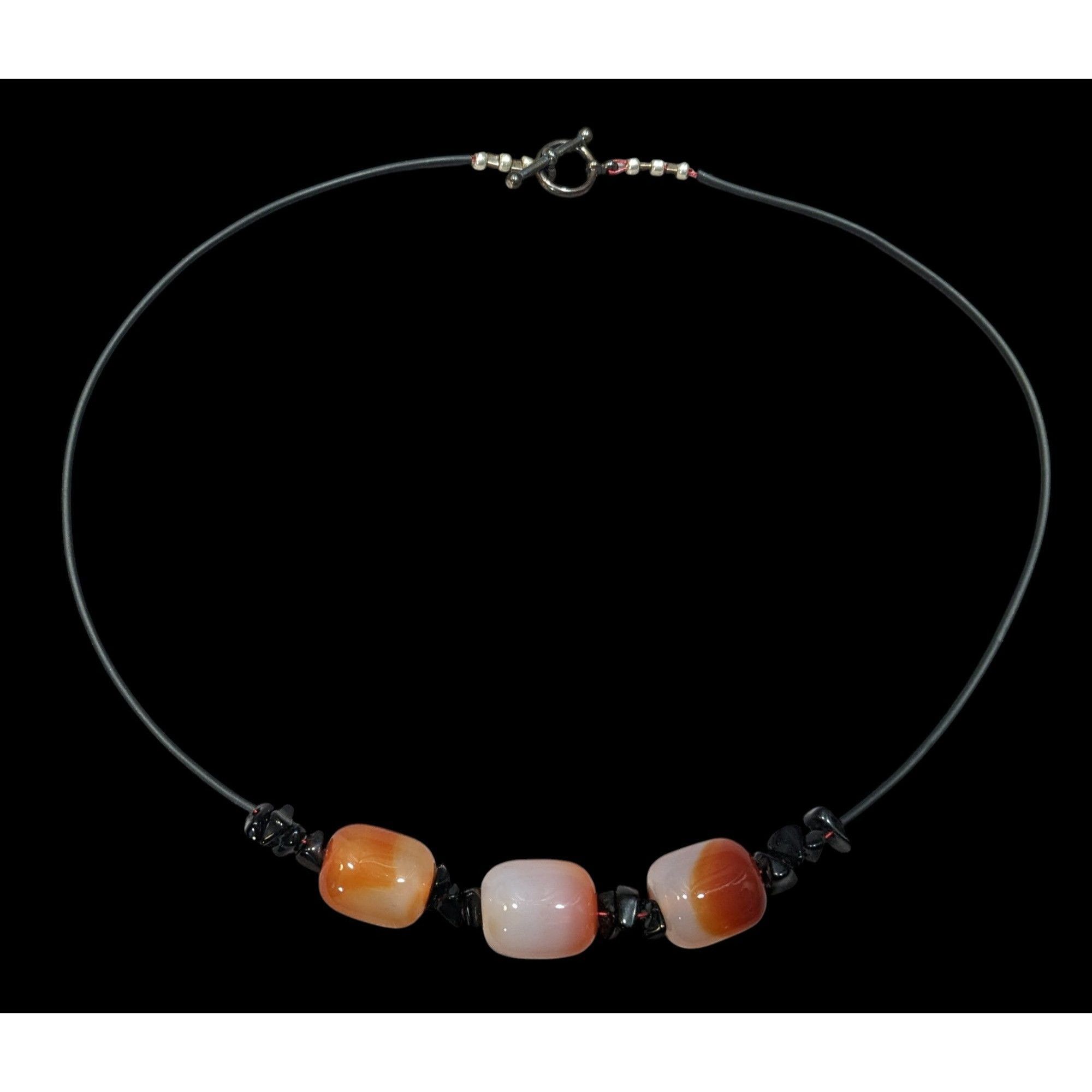 Other Handmade Carnelian Beaded Necklace With Onyx Chip Accents Size ONE SIZE - 1 Thumbnail