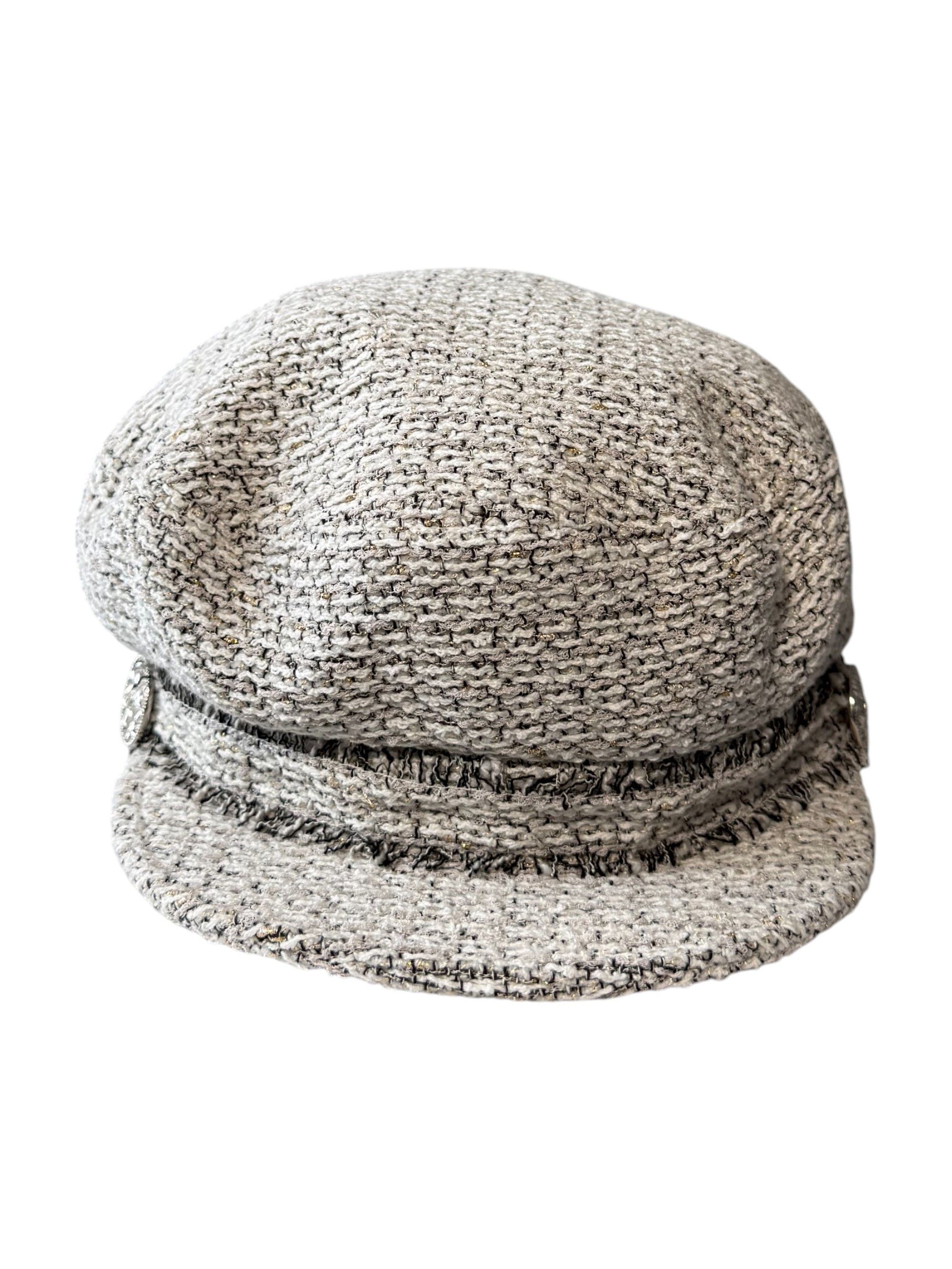 Chanel Chanel White Black Gold Tweed Newsboy Cap Size ONE SIZE - 2 Thumbnail