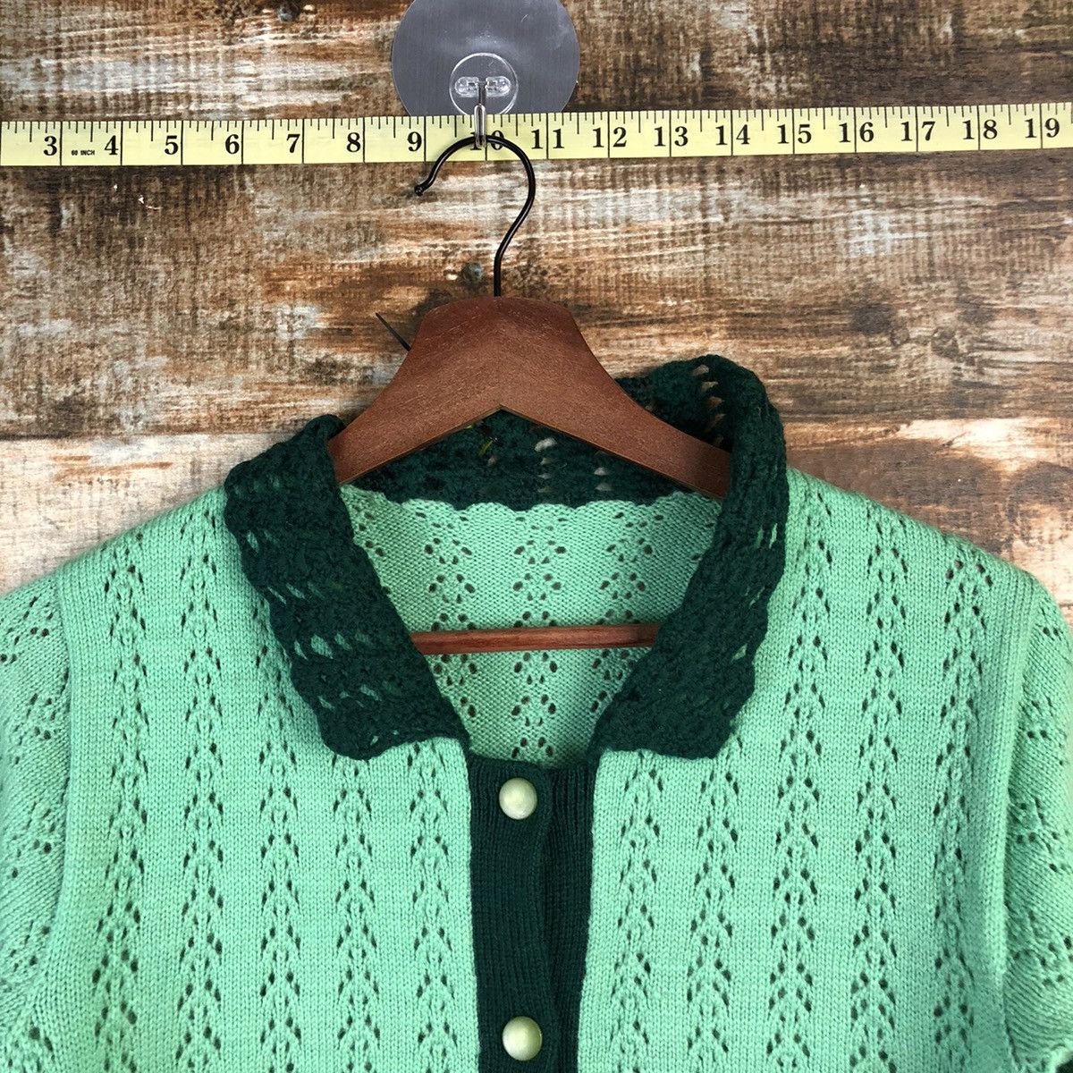 Vintage DL Japanese Brand Green Cardigan Knitwear #C598 Size XXS / US 00 / IT 34 - 4 Thumbnail