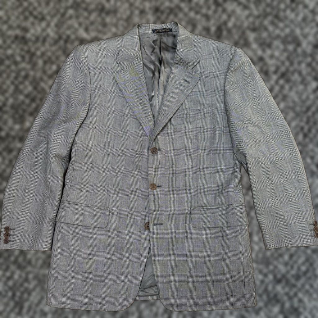 Vintage VINTAGE Trussini Blazer Mens 38R Wool Plaid 3-Button Notch Lapel Single-Breasted 2 Piece Gray Reserved for Business, Casual, Wedding Mens Size 38R - 1 Thumbnail