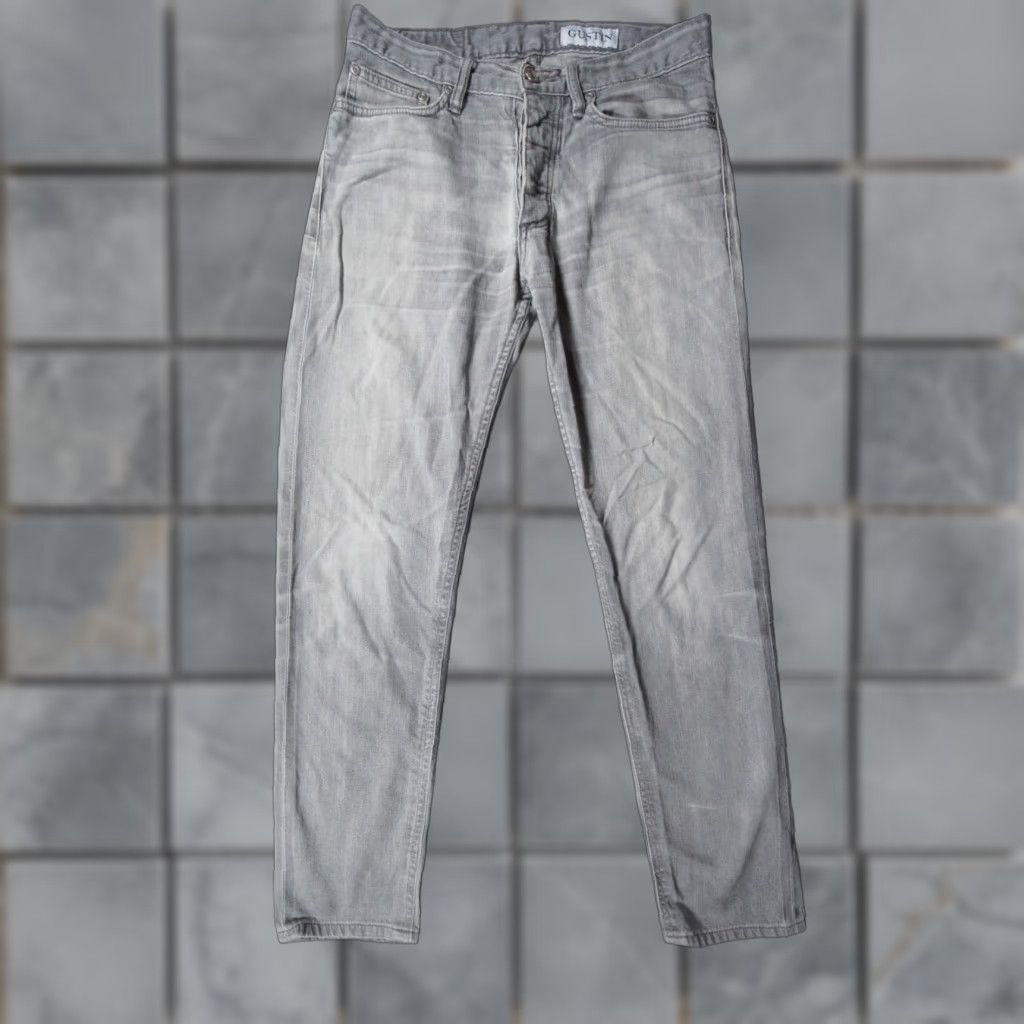 Gustin Gustin Jeans Means 30x30 Gray Denim Pants Button Fly Straight Worn Distressed 30x30 Vel 5-Pocket Mens Jeans Regular Gray Cotton Denim) Size US 30 / EU 46 - 1 Thumbnail
