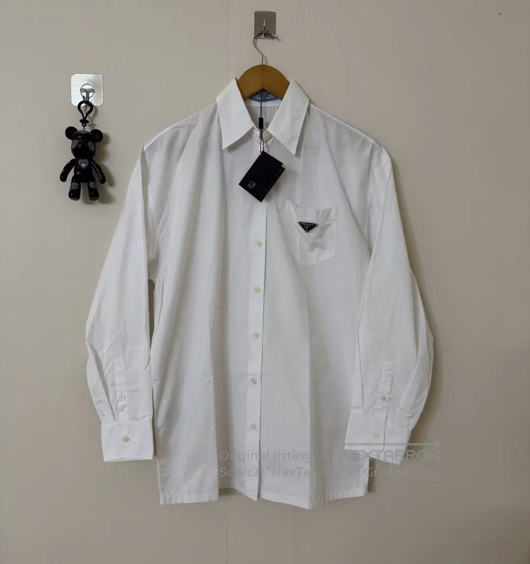 Prada Prada White Long Sleeve Shirt with Triangle Logo Pocket| Size XS / US 0-2 / IT 36-38 - 1 Thumbnail