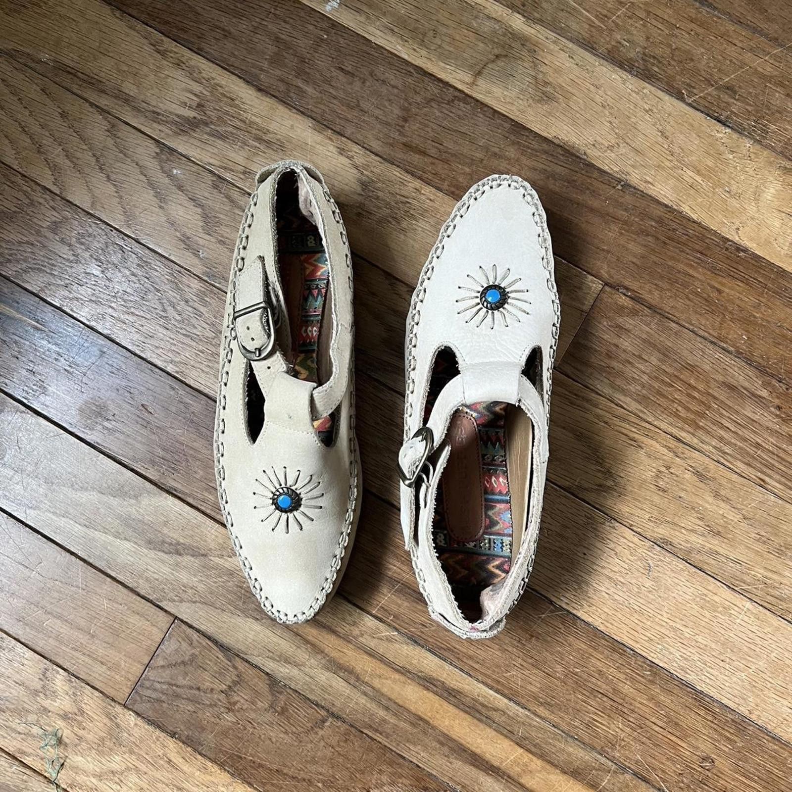 Hush Puppies Boho leather moccasins with turquoise detail Size US 6 / IT 36 - 1 Thumbnail