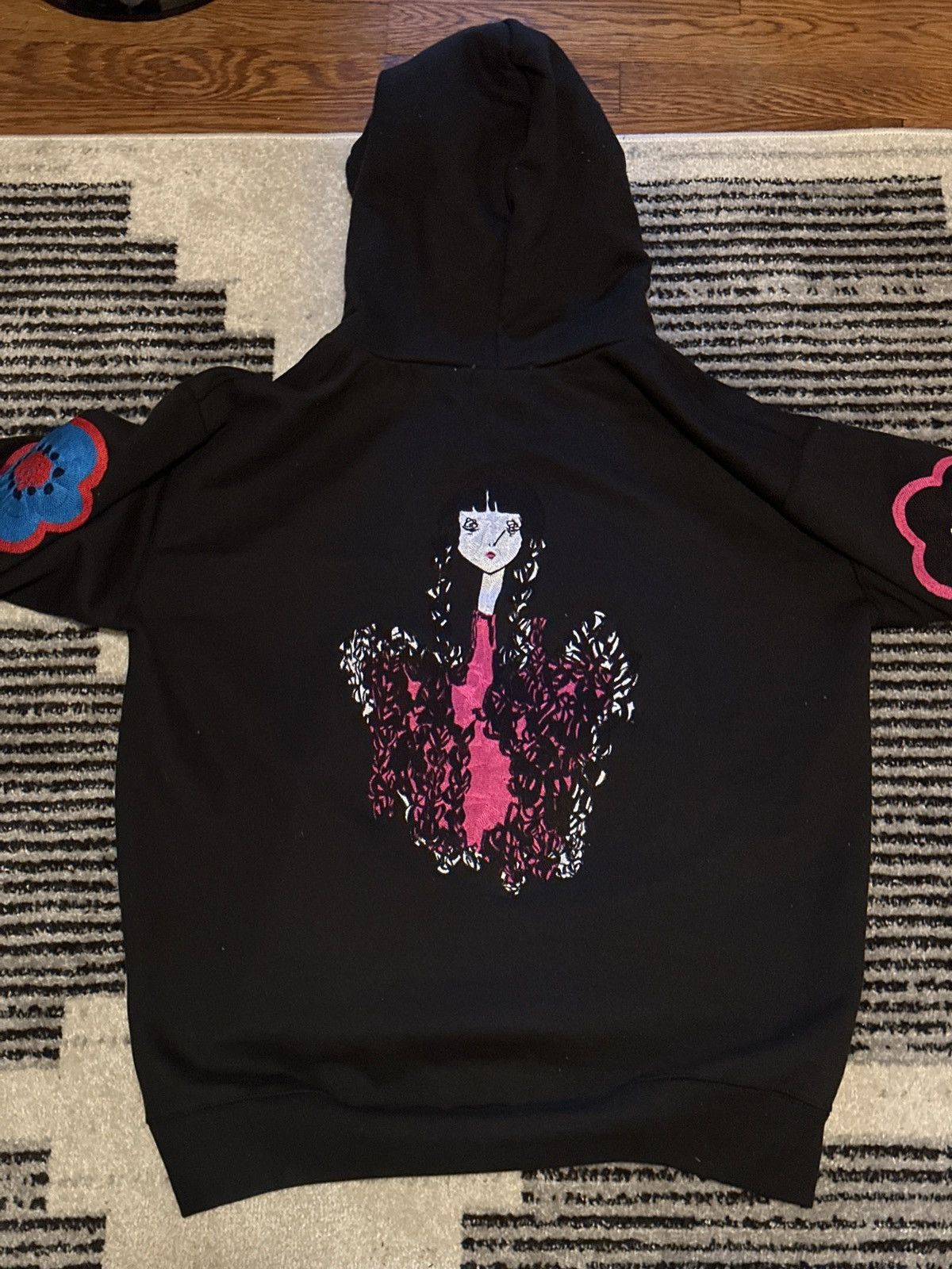 image of Kidill Black Petals Hoodie, Men's (Size Large)