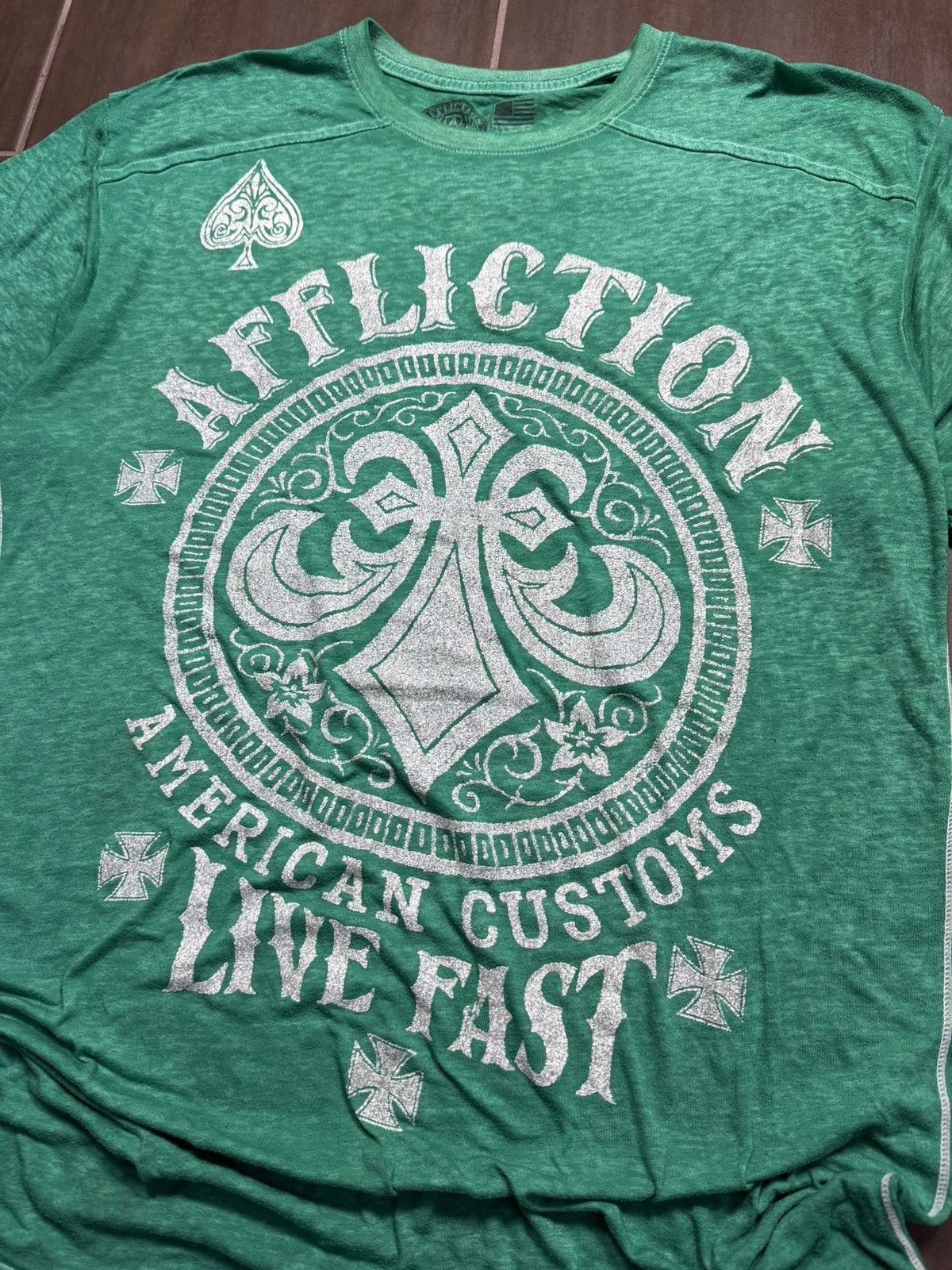 Affliction Vintage Y2K AOP Affliction Grunge Styled Skater Tee Size US XL / EU 56 / 4 - 2 Thumbnail