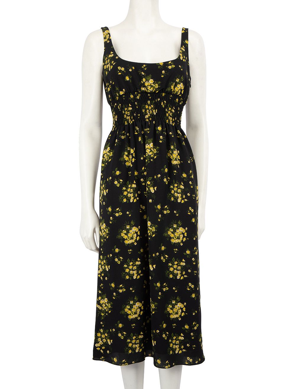 image of Emilia Wickstead Black Floral Sleeveless Midi Dress, Women's (Size Medium)