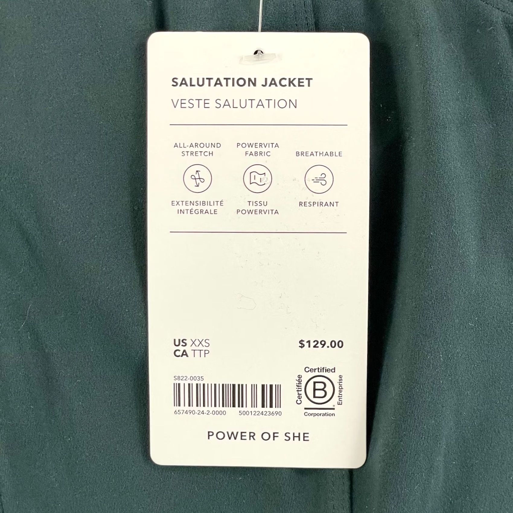 Athleta Athleta Salutation Jacket Women 2XS Green PowerVita Fabric Stretch Yoga NWT 29 Size XXS / US 00 / IT 34 - 4 Thumbnail