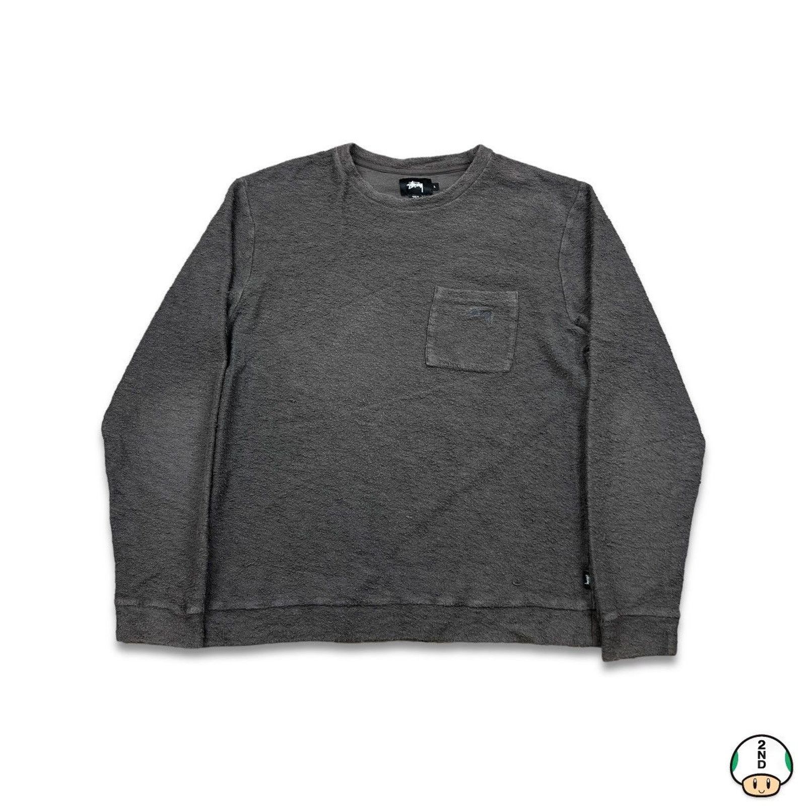 Stussy Sweatshirt Fade Textured Terry Fleece Pocket Crewneck