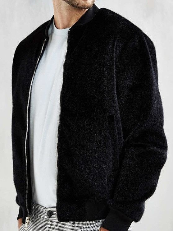 Urban Outfitters Black Faux Camel Hair Bomber Size US M / EU 48-50 / 2 - 1 Thumbnail