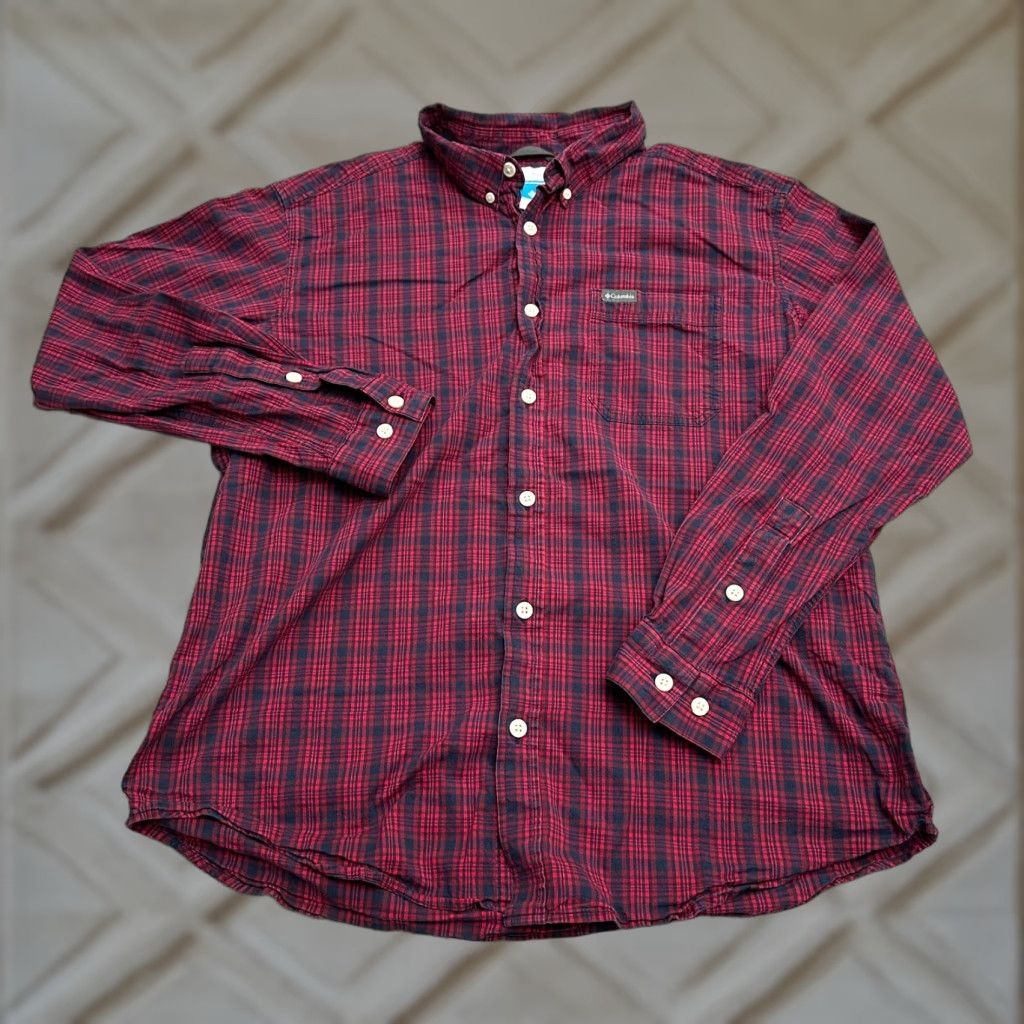 Vintage Columbia Shirt Mens XL Red Plaid Long Sleeve Button Down Casual Outdoor Cotton Spandex Regular Size US XL / EU 56 / 4 - 1 Thumbnail