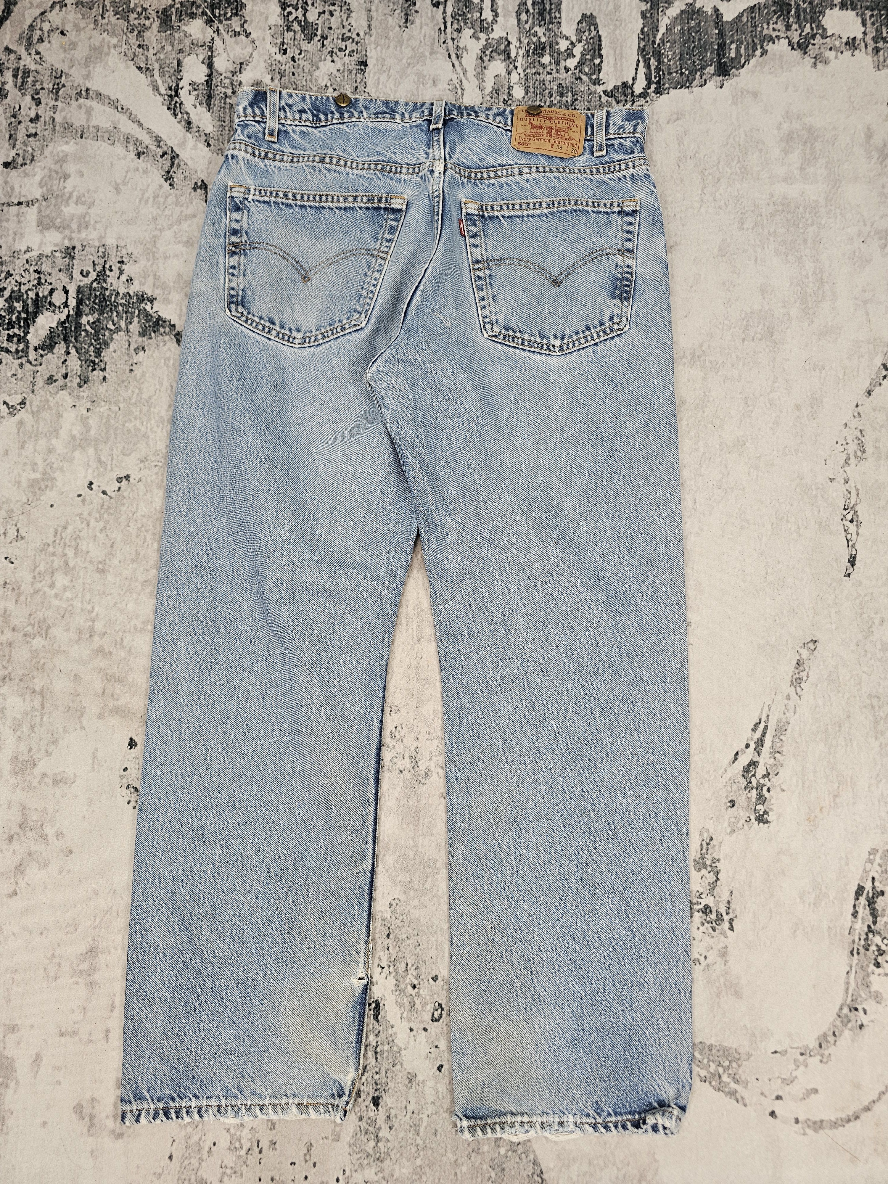 Levi's Vintage Clothing Vtg 90's LEVIS 505 Ripped Faded Jeans Made In USA L0551 Size US 38 / EU 54 - 2 Thumbnail