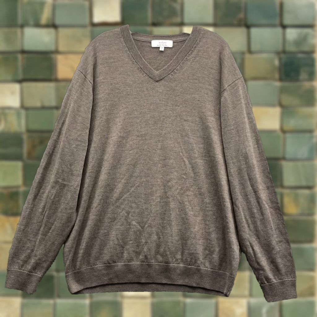Vintage Turnbury Merino Wool Sweater Men's XL Beige V-Neck Corpcore Academia Size US XL / EU 56 / 4 - 1 Thumbnail
