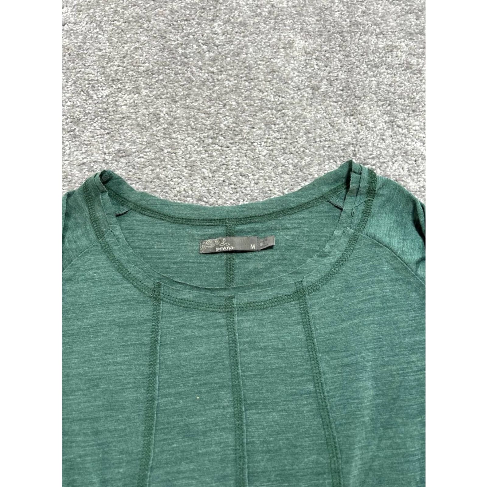 Prana prAna Chrissa Top Women Medium Green Logo Round Neck Raglan Sleeve Athletic Yoga Shirt Size M / US 6-8 / IT 42-44 - 3 Thumbnail
