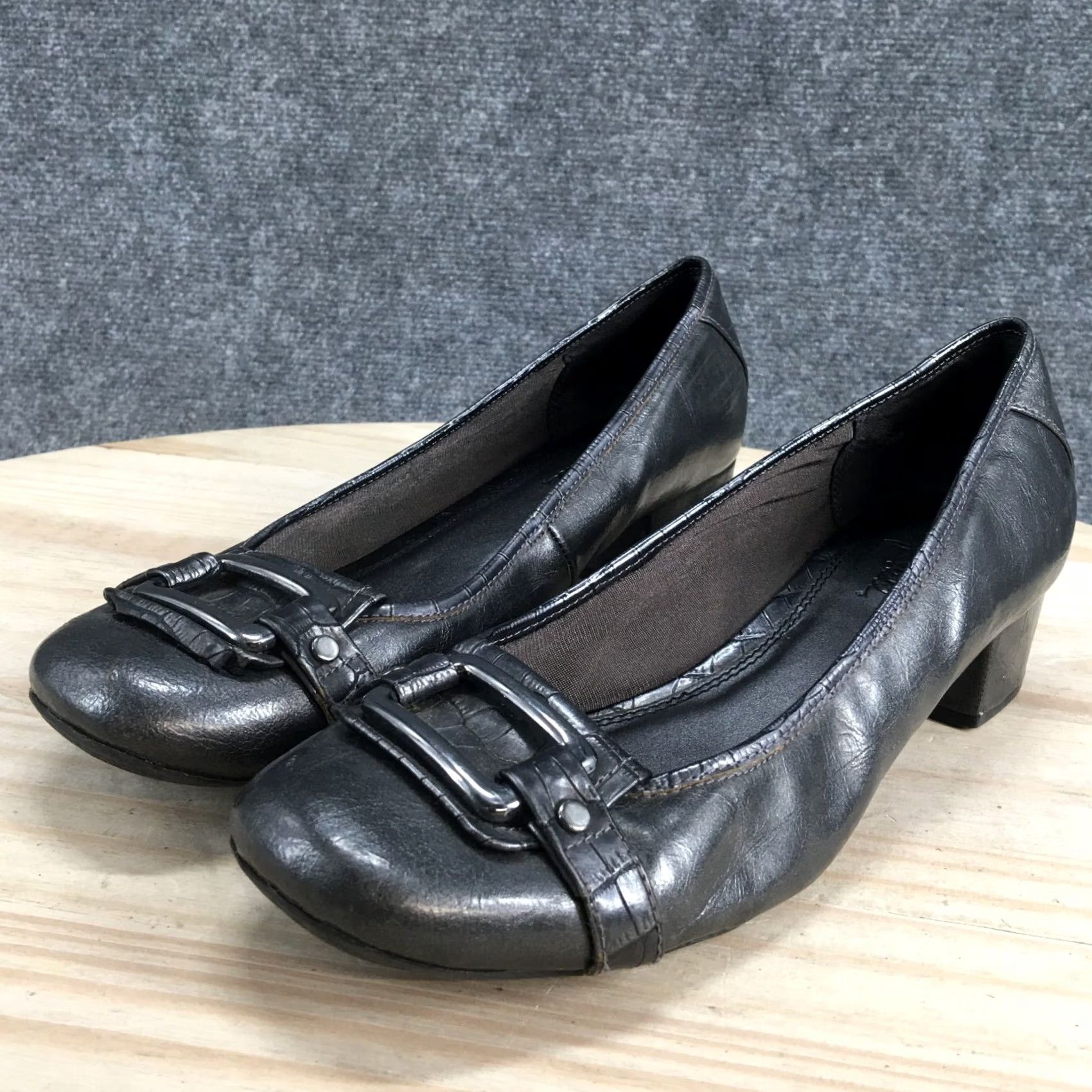 Vintage LifeStride Heels Womens 9 M Lynx Slip On Metallic Pumps Gray Faux Leather Casual Pump Womens Shoes Mens Womens Size US 9 / IT 39 - 6 Thumbnail