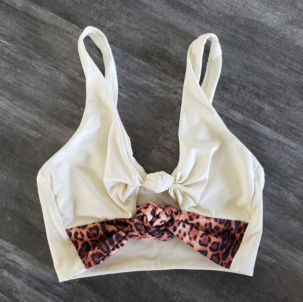 Designer Beach Riot | Ivory-Leopard | Bowie Sport Bra Size ONE SIZE - 3 Thumbnail