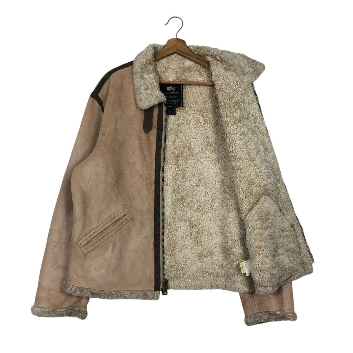 Alpha Industries 🔥VINTAGE SHEARLING SHERPA BIKER JACKET ALPHA INDUSTRIES Size US L / EU 52-54 / 3 - 13 Thumbnail