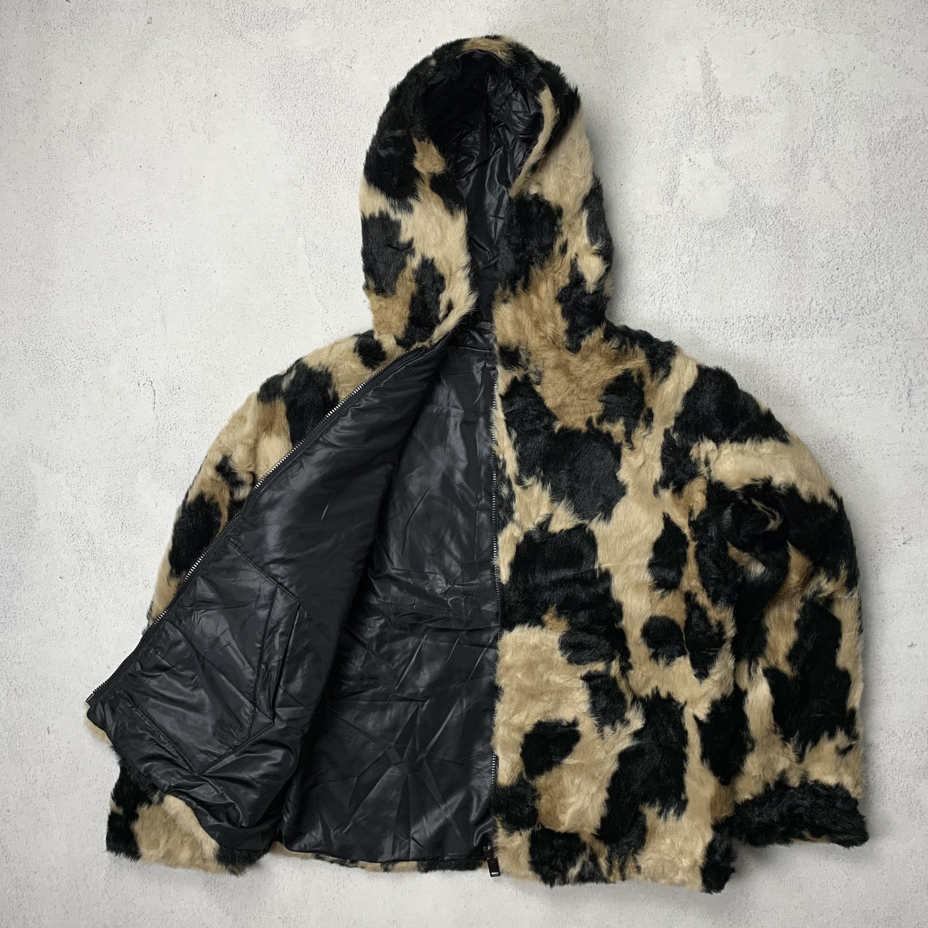 image of Diesel Reversible Faux Fur Jacket Leopard in Leopard/Black, Men's (Size Small)