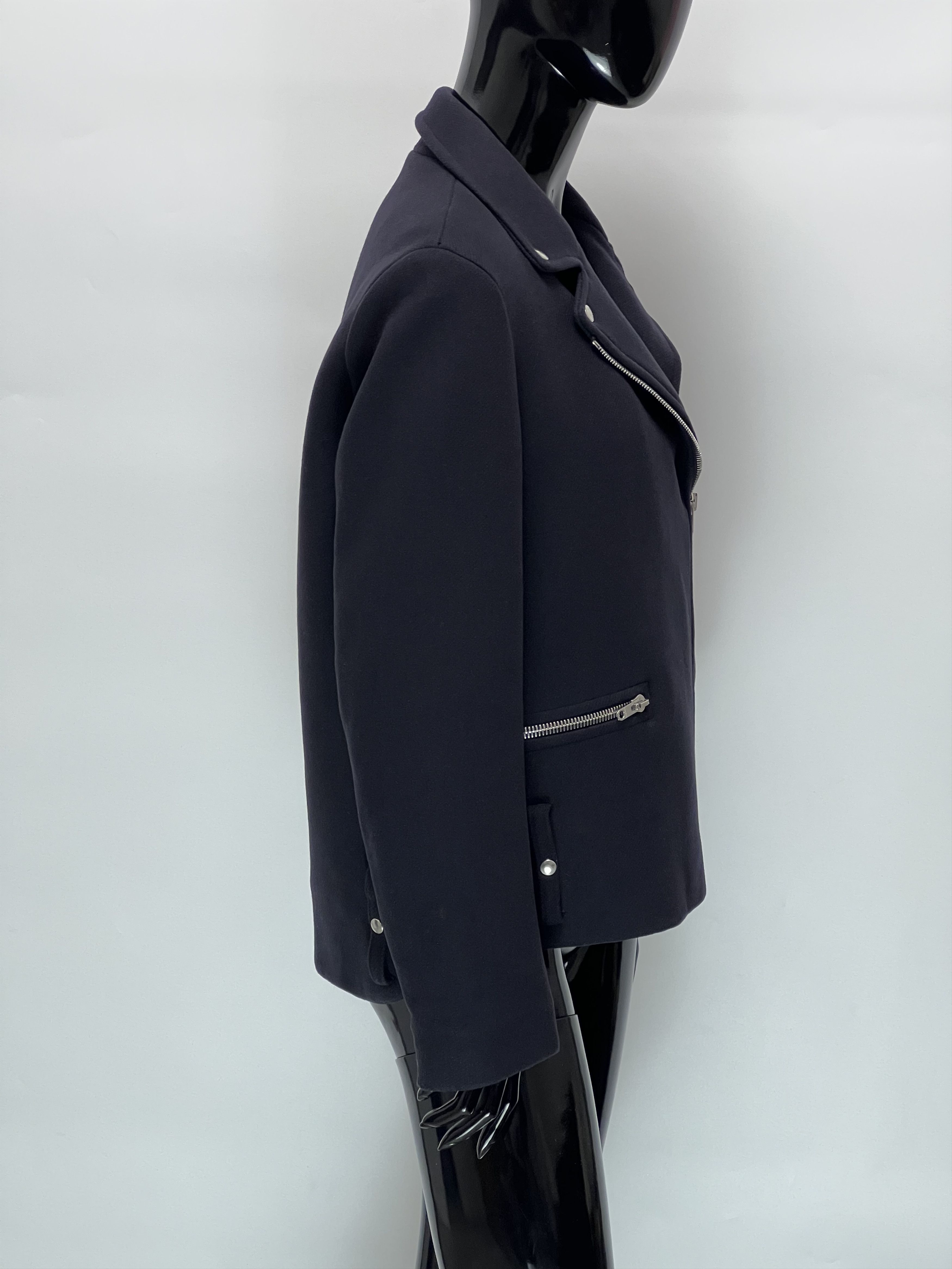 Sandro Sandro Navy Blue Wool Biker Jacket Size 38 Size M / US 6-8 / IT 42-44 - 2 Thumbnail