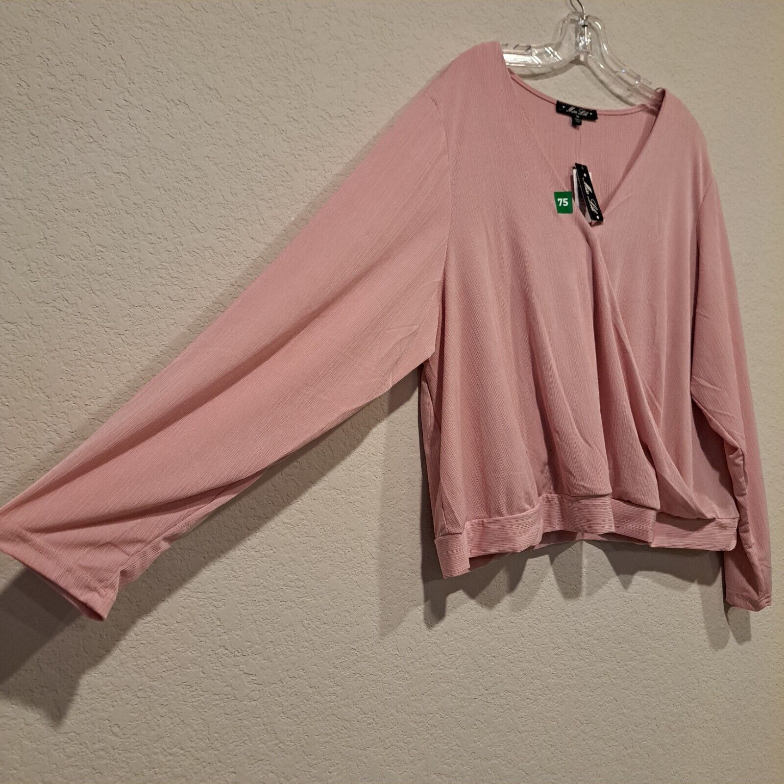 Other Miss Lili Pale Pink Wrap Top Blouse Snap Ribbed Plus Size 3X Size 3XL / US 20-22 - 8 Thumbnail