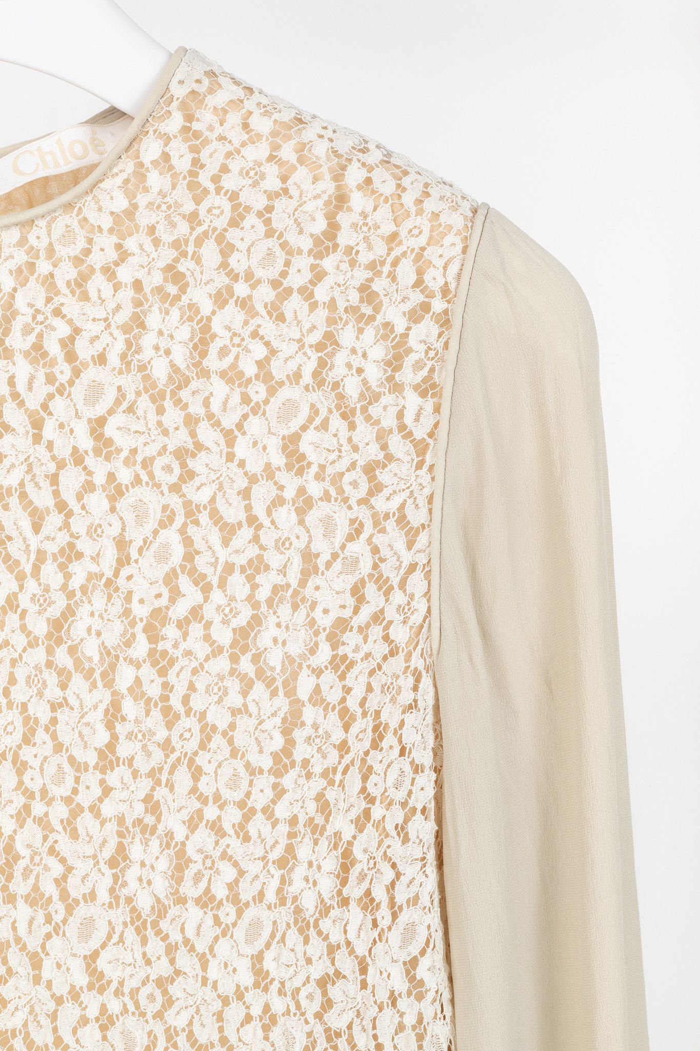 Chloe Chloe AW/12 Runway Chalk Silk Lace Blouse Size S / US 4 / IT 40 - 5 Thumbnail