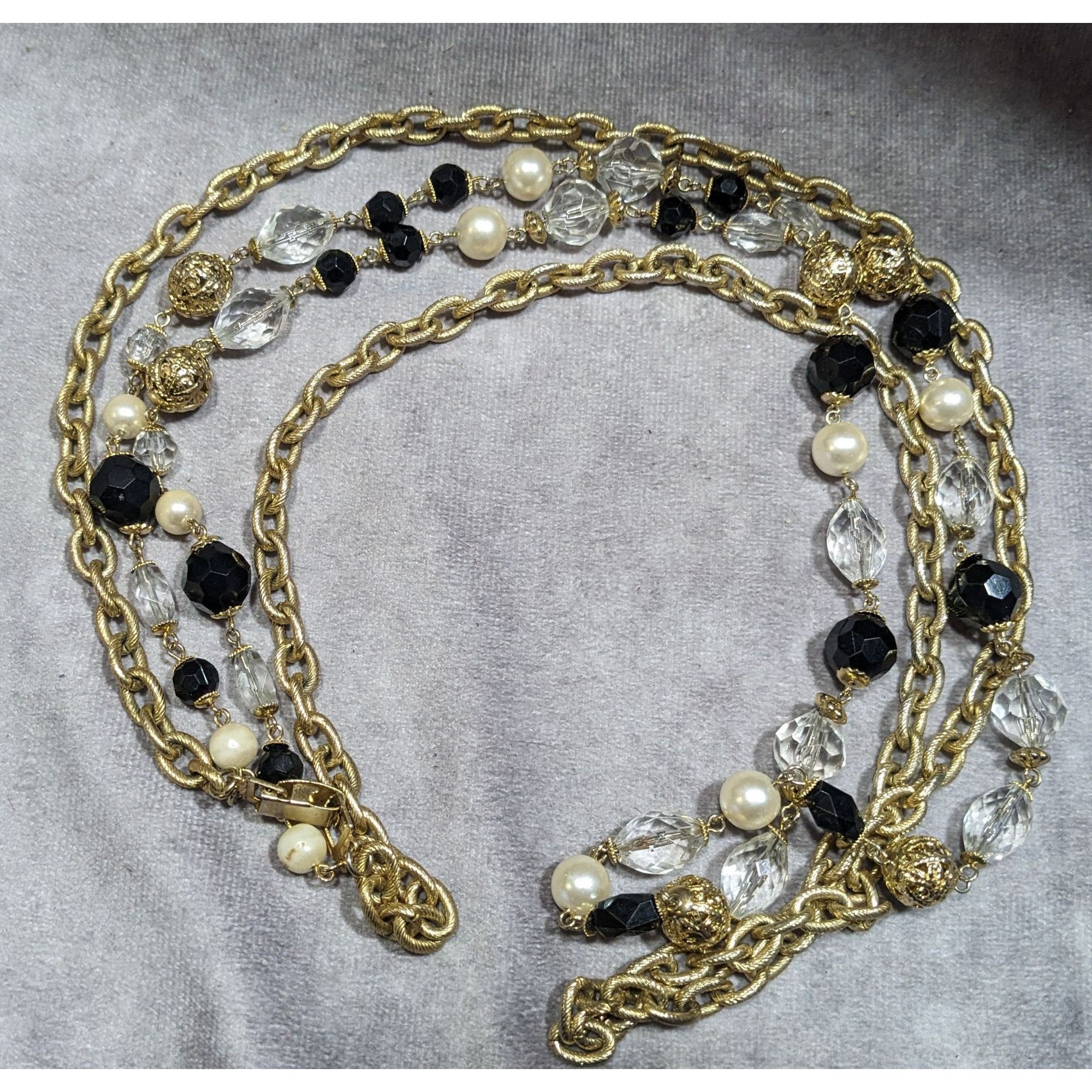Other Vintage Glam Multilayer Chain Beaded Statement Necklace Size ONE SIZE - 7 Thumbnail