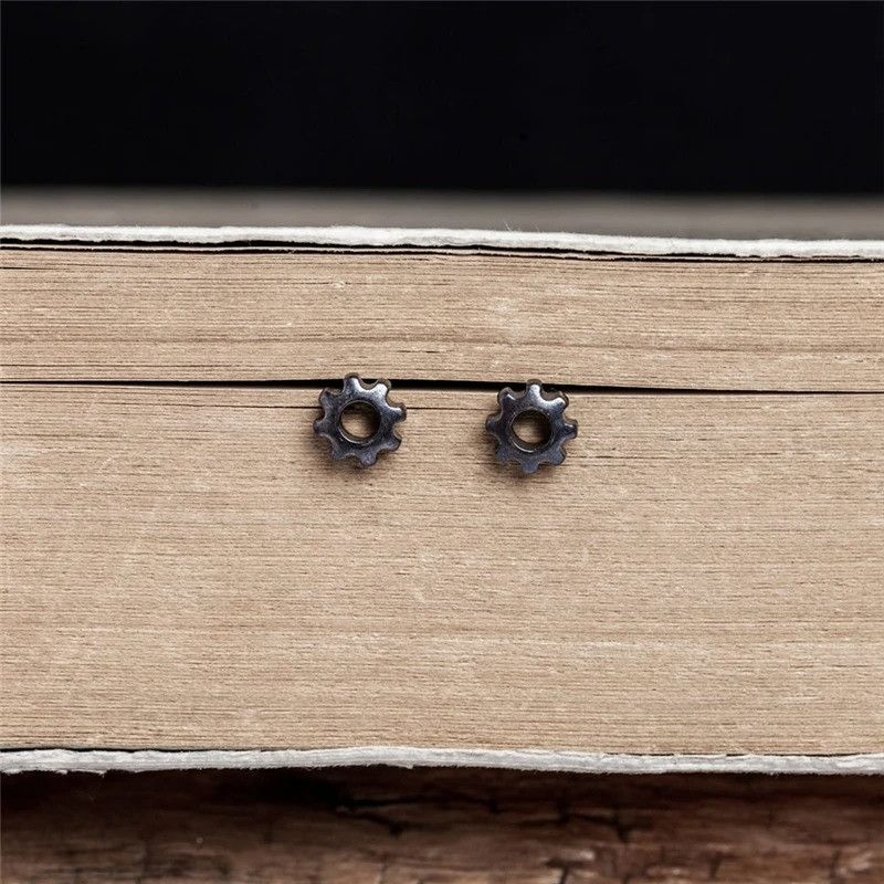 Jewelry Steampunk Gear Stud Earrings 925 Sterling Silver Ear Gift Size ONE SIZE - 5 Thumbnail